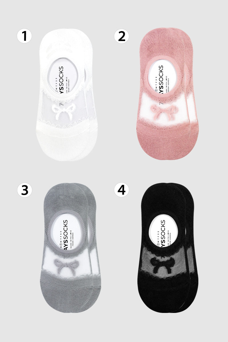Women's No Show Ribbon See-Through Socks