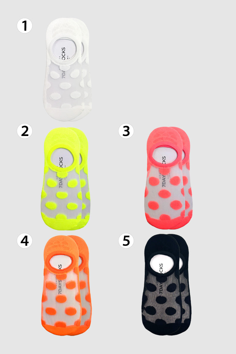 Women's No Show See-Through Neon Dot Socks