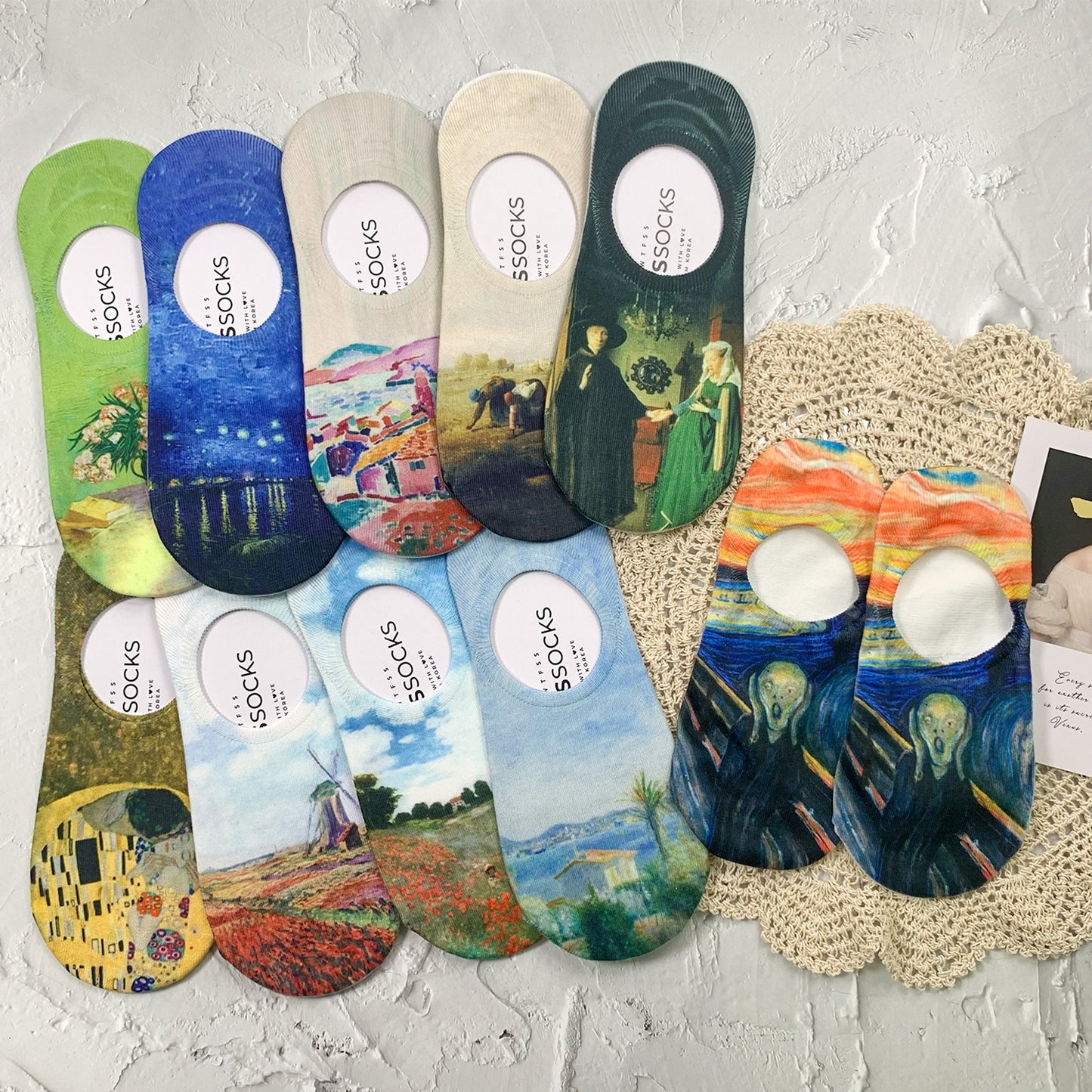 Women's No Show Famous Painting Printing Socks
