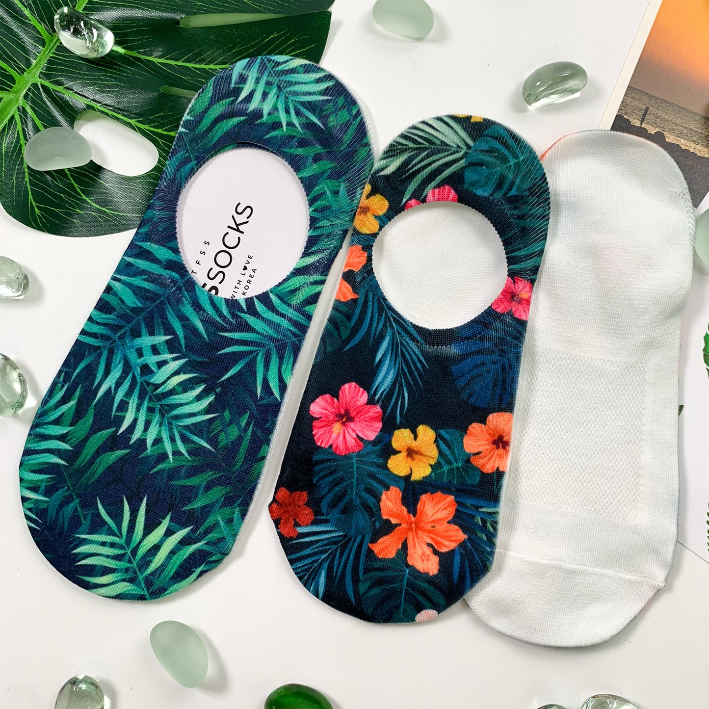 Women's No Show Tropical Printing Art Socks