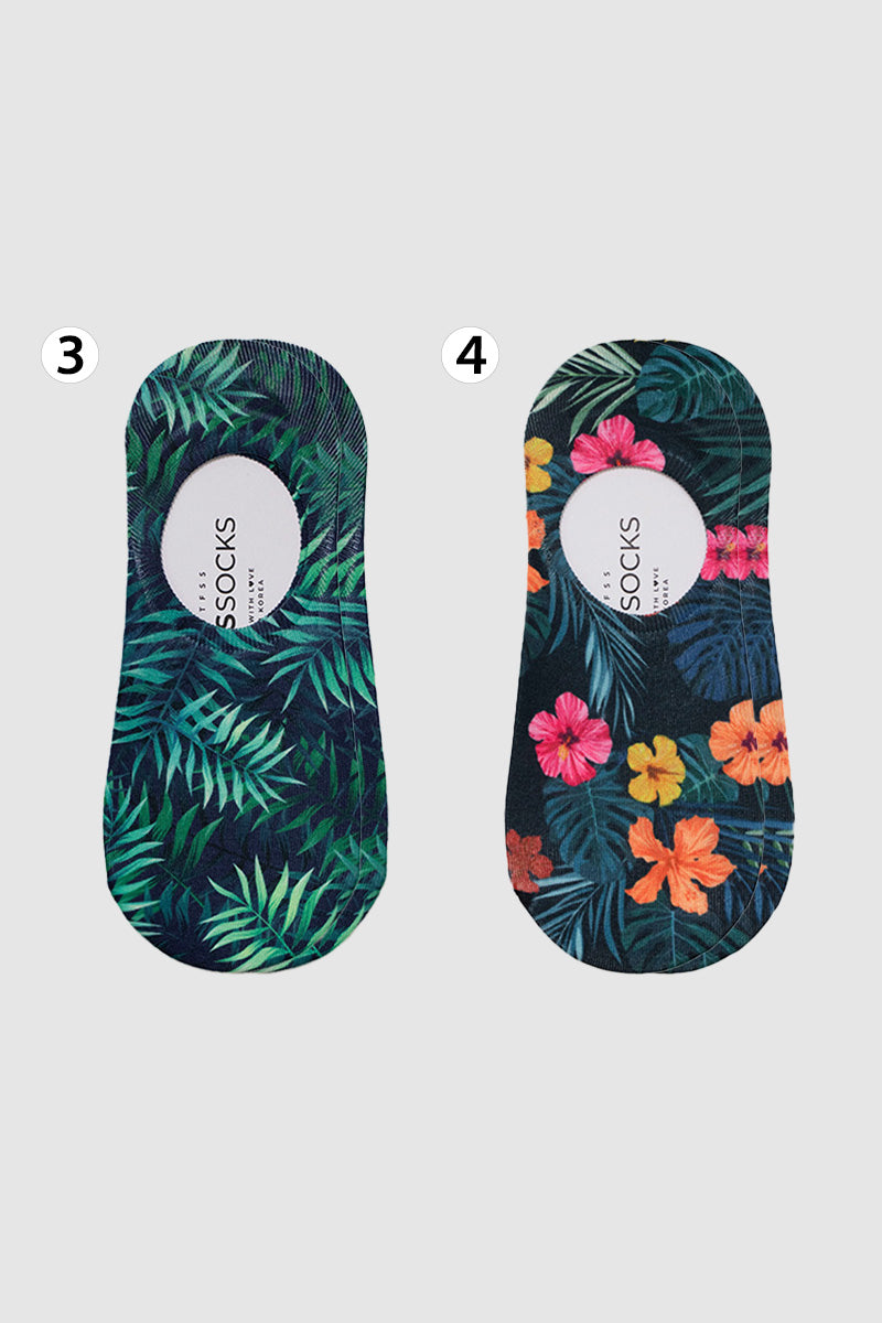 Women's No Show Tropical Printing Art Socks