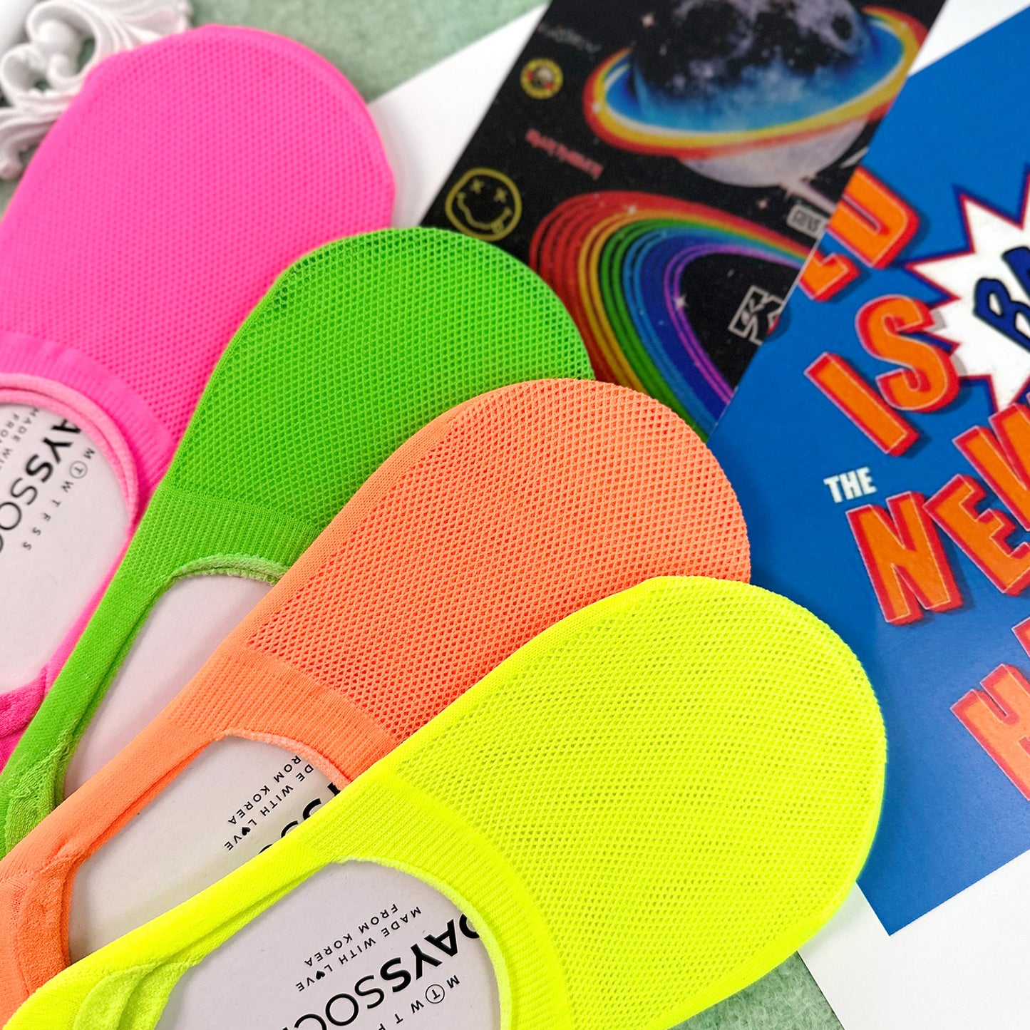 Women's No Show Neon Mesh See-Through Socks