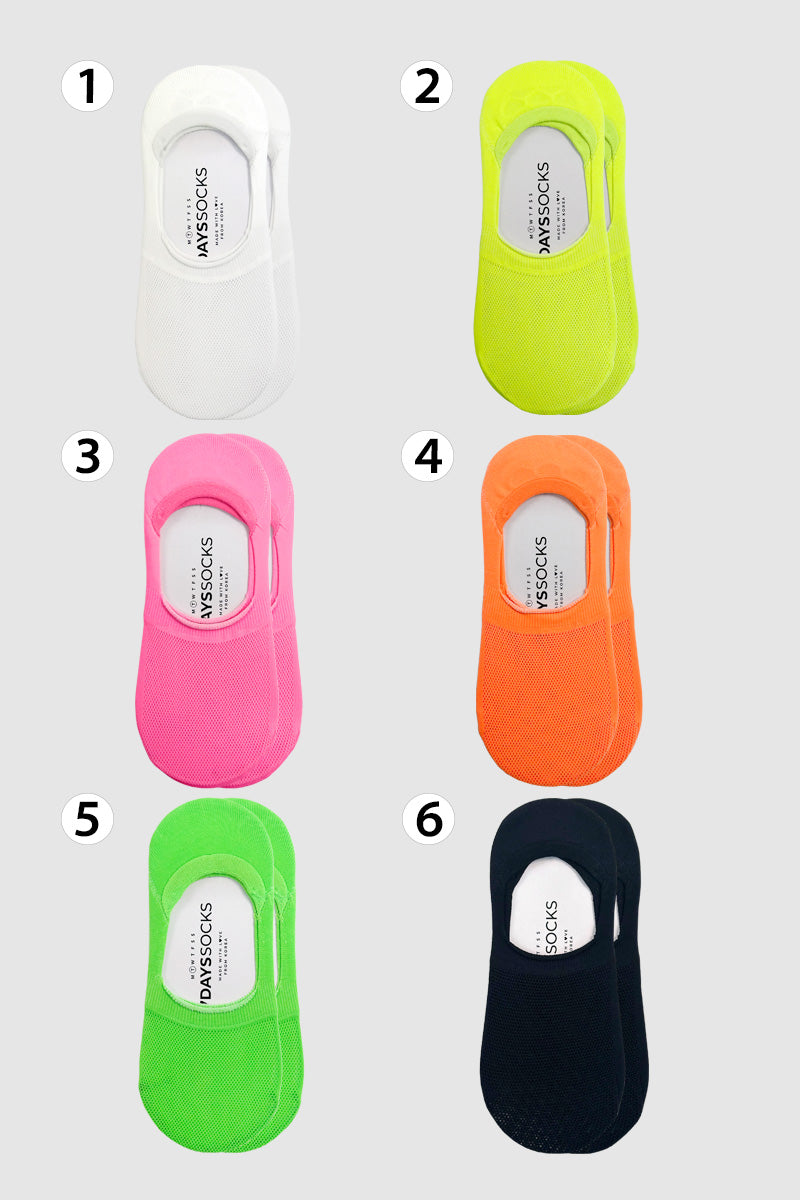 Women's No Show Neon Mesh See-Through Socks