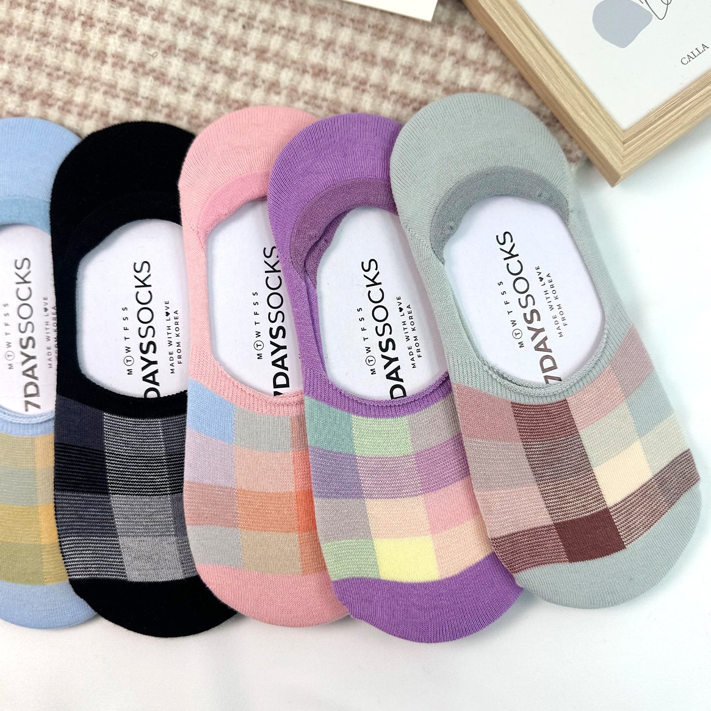 Women's No Show Check X Check Socks