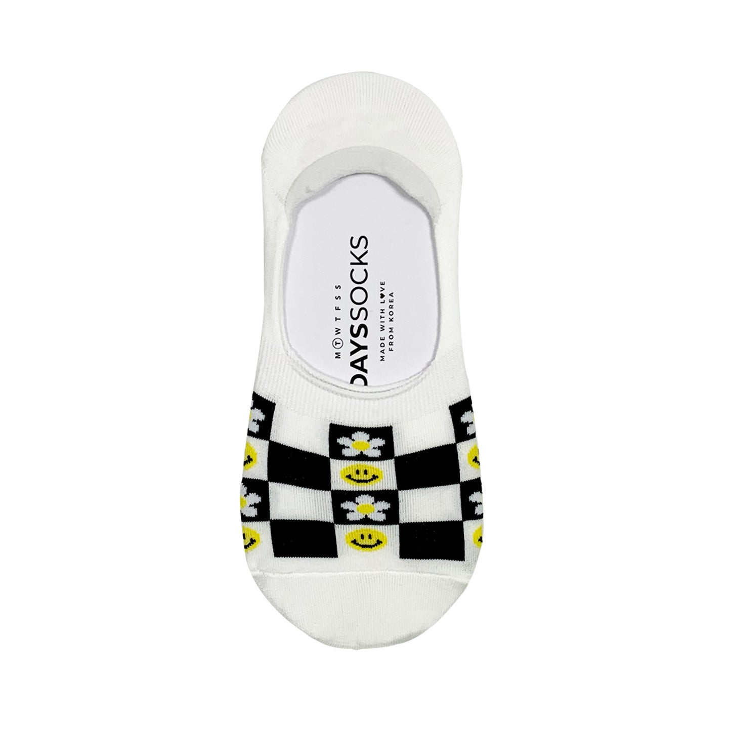 Women's No Show Smile Checkerboard Socks
