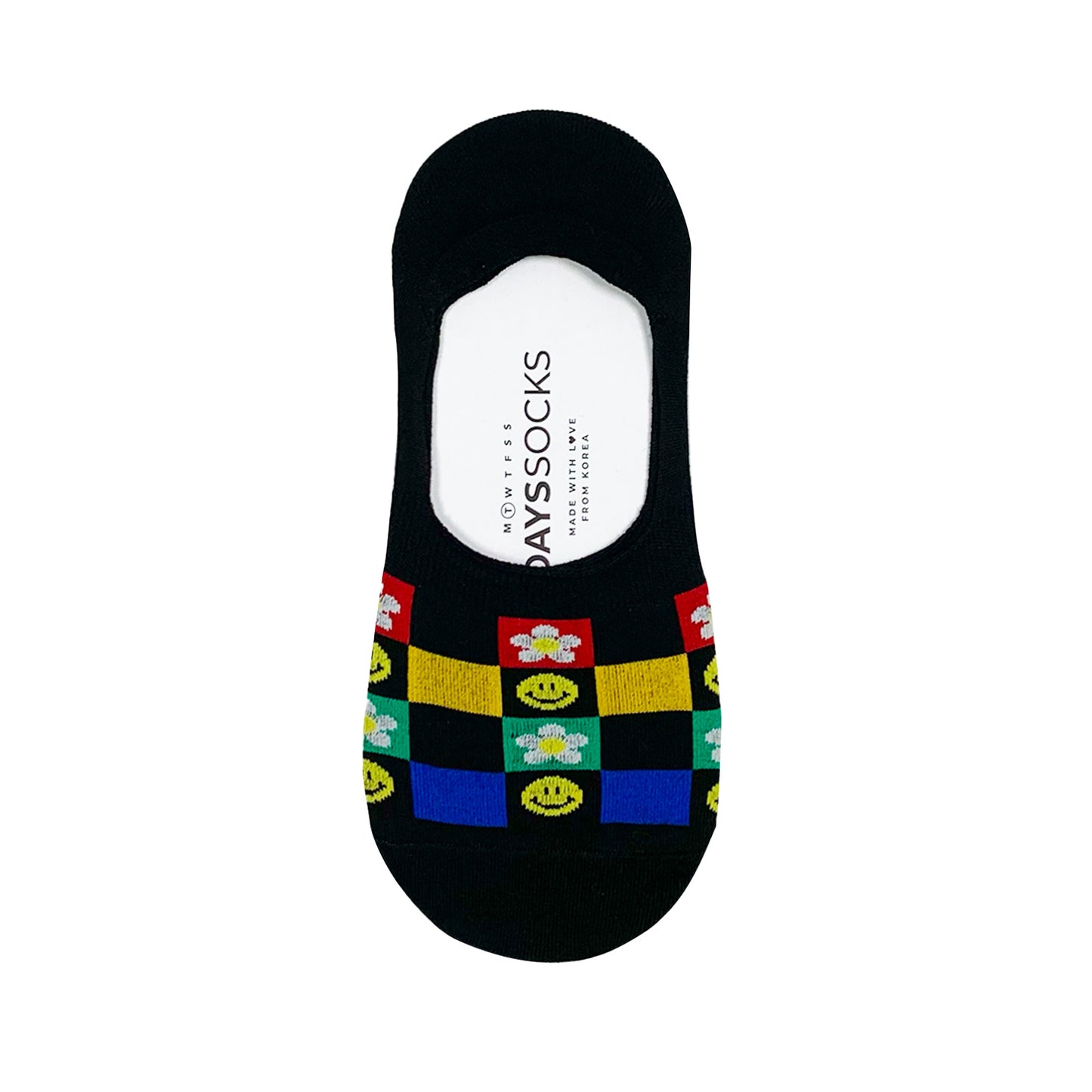 Women's No Show Smile Checkerboard Socks