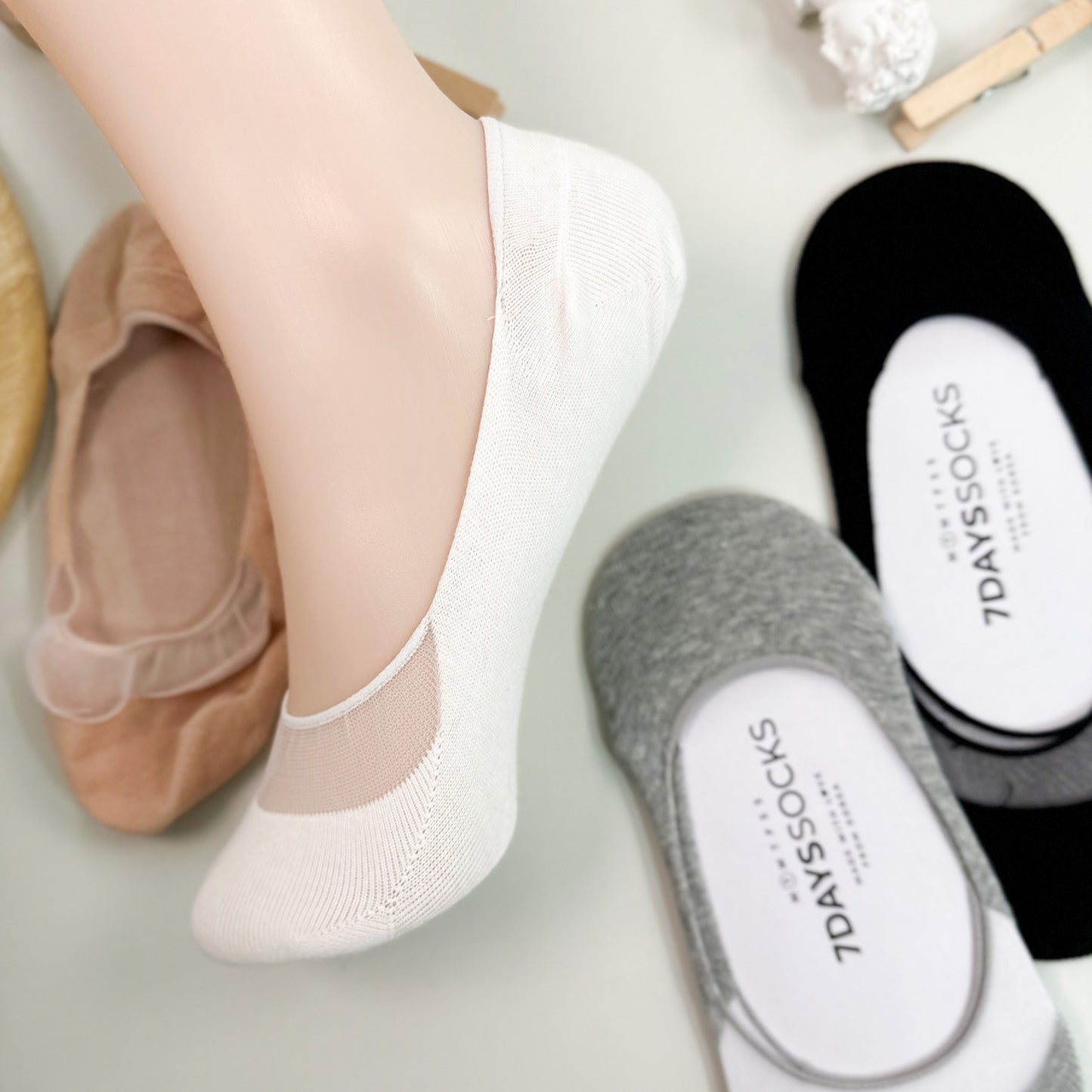Women's No Show See-Through Cotton Foot Cover Socks
