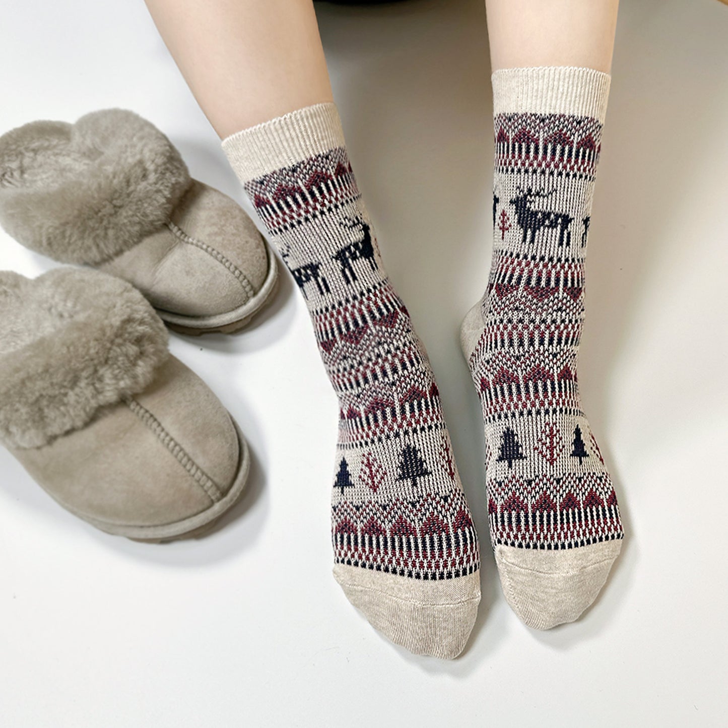 Women's Crew Winter Nordic Deer Jacquard Socks