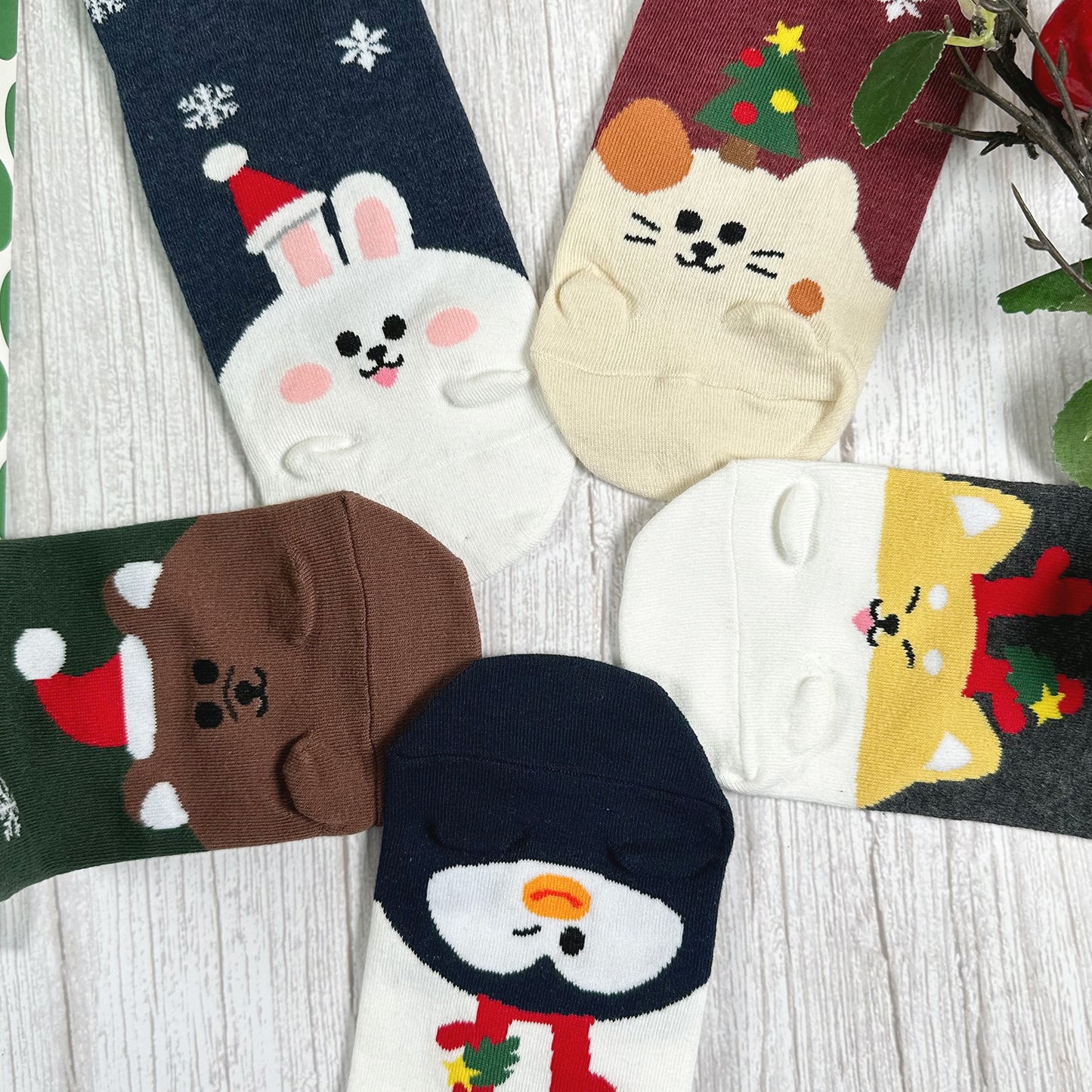 Women's Crew Animal Santa Socks