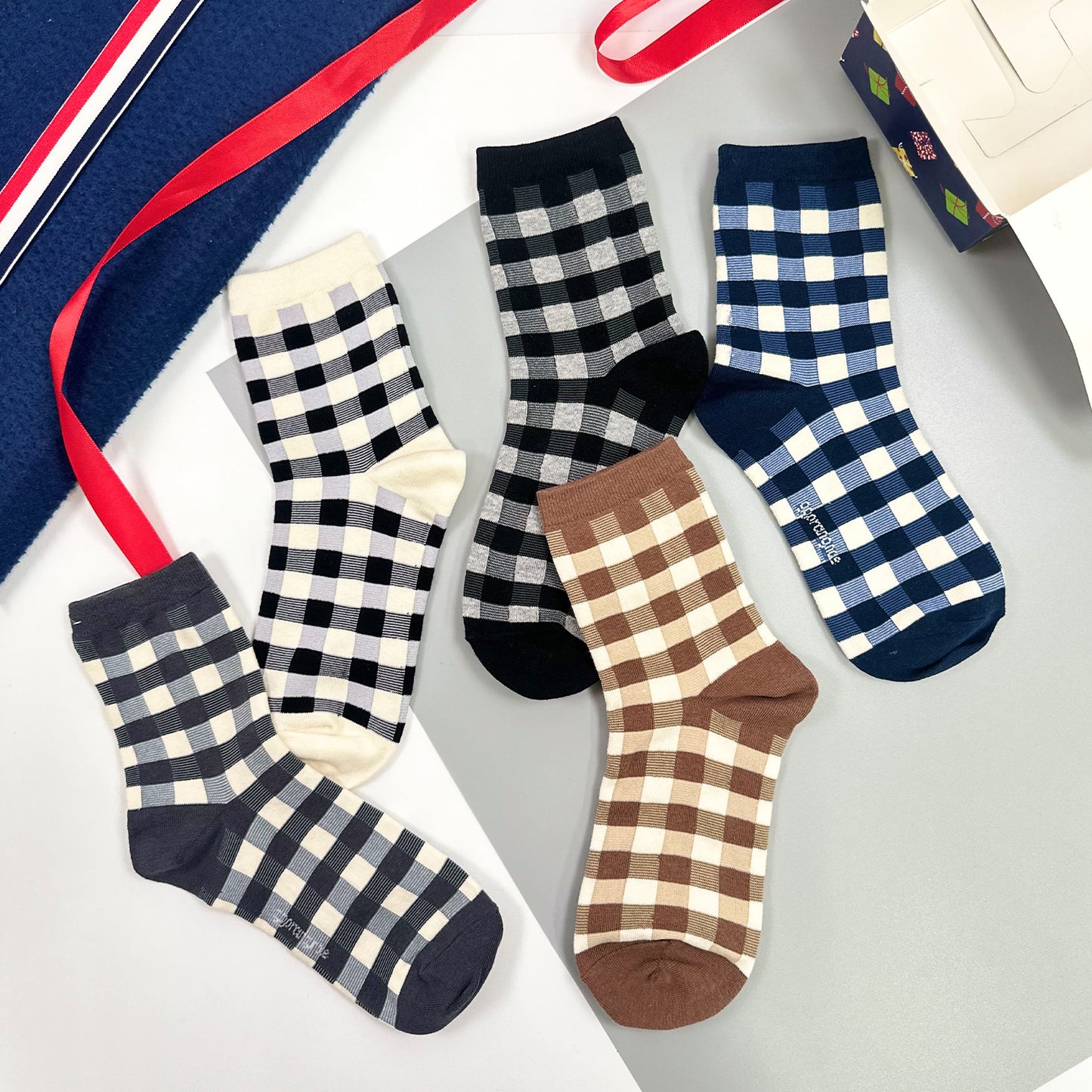 Women's Crew Unique Check Socks