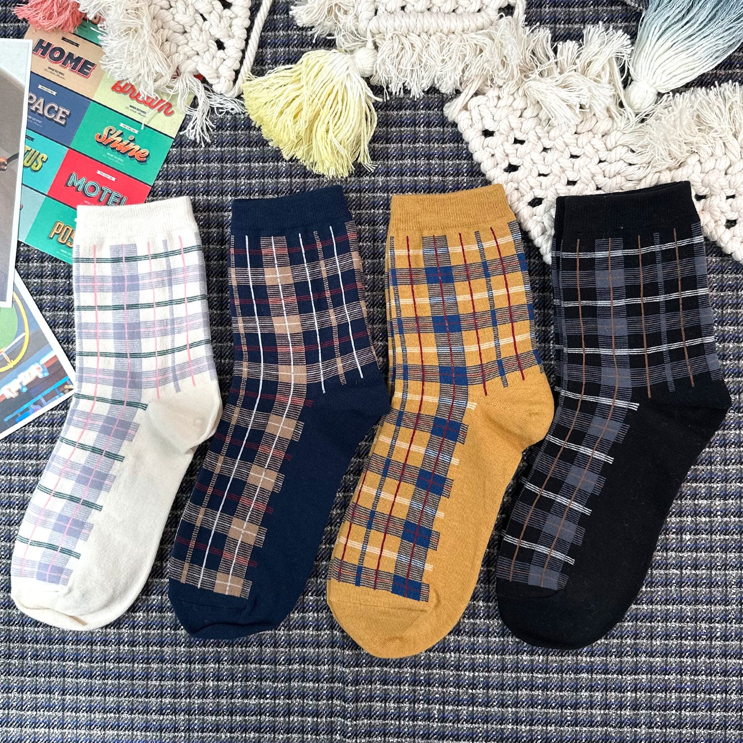 Women's Crew Vincent Check Socks