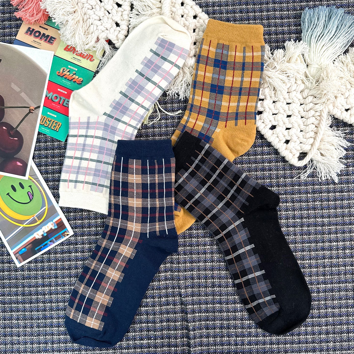 Women's Crew Vincent Check Socks