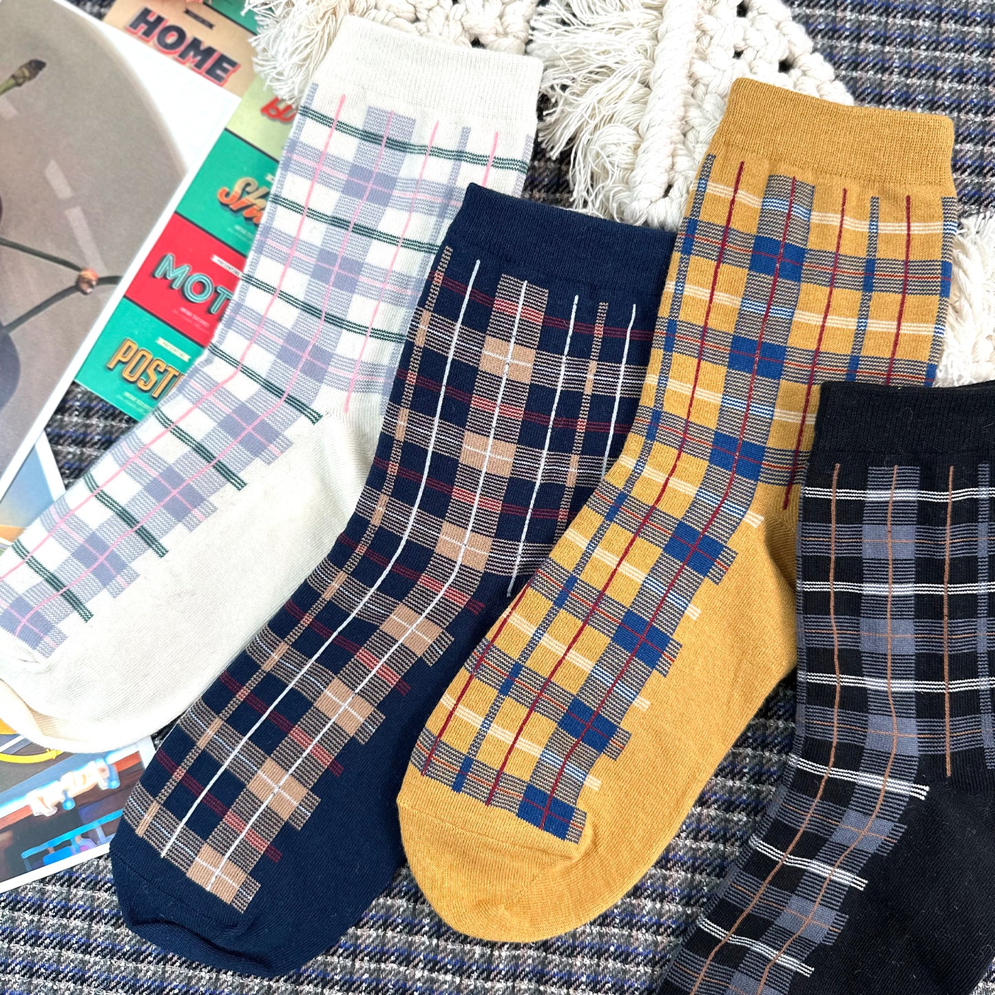 Women's Crew Vincent Check Socks