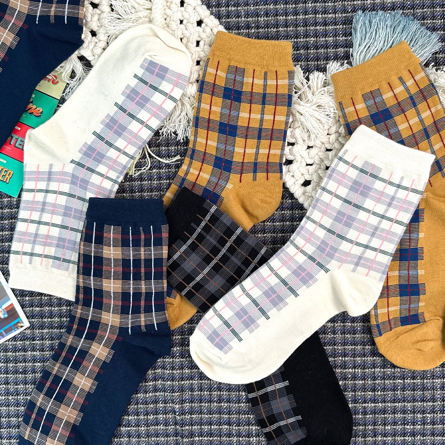 Women's Crew Vincent Check Socks