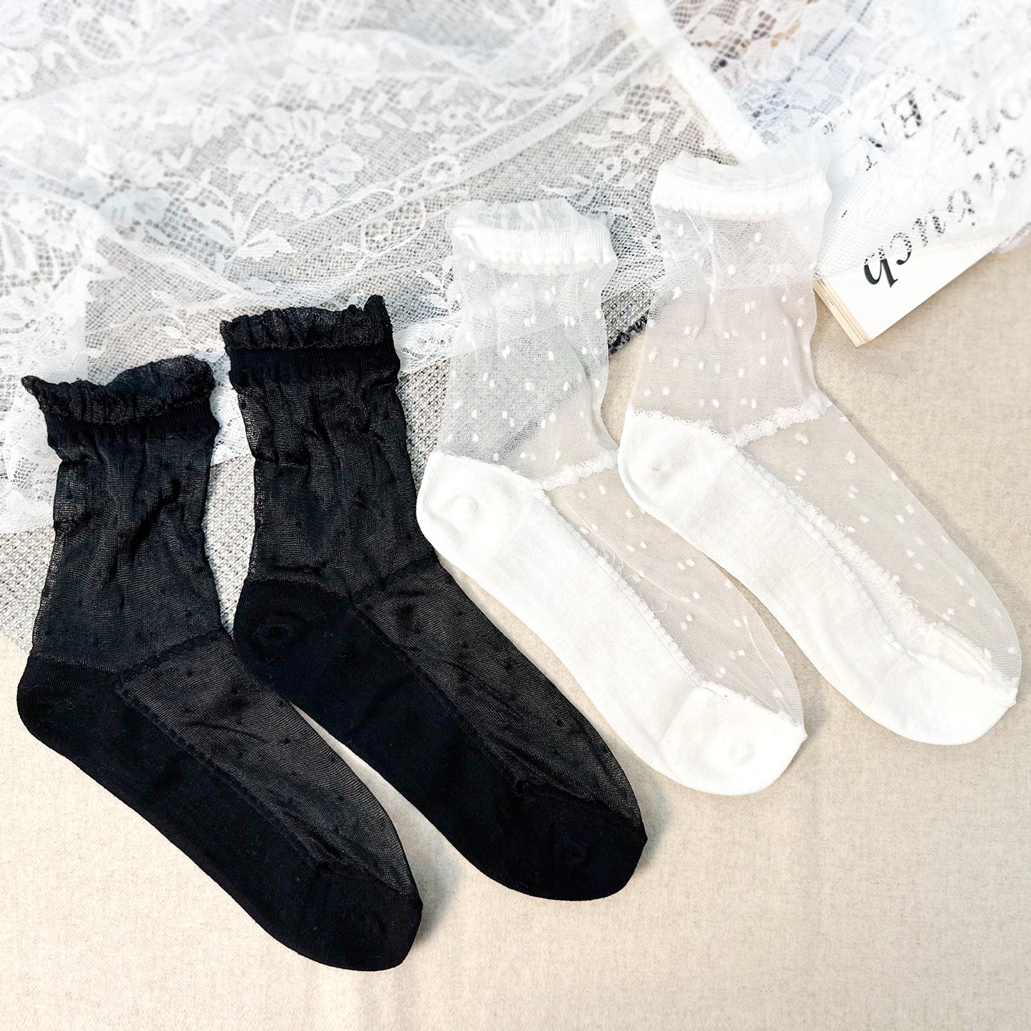 Women's Ankle See-Through Dot Lace Socks