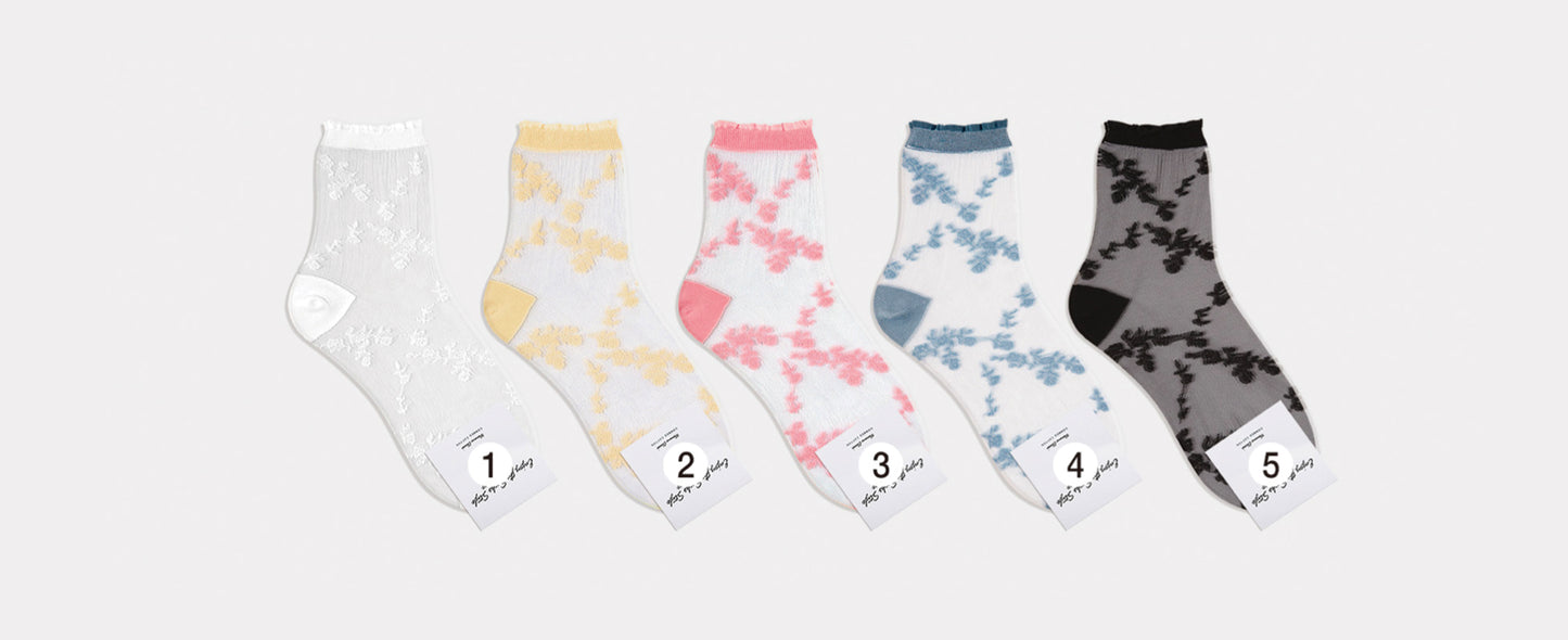 Women's Crew See-Through Fleur Socks