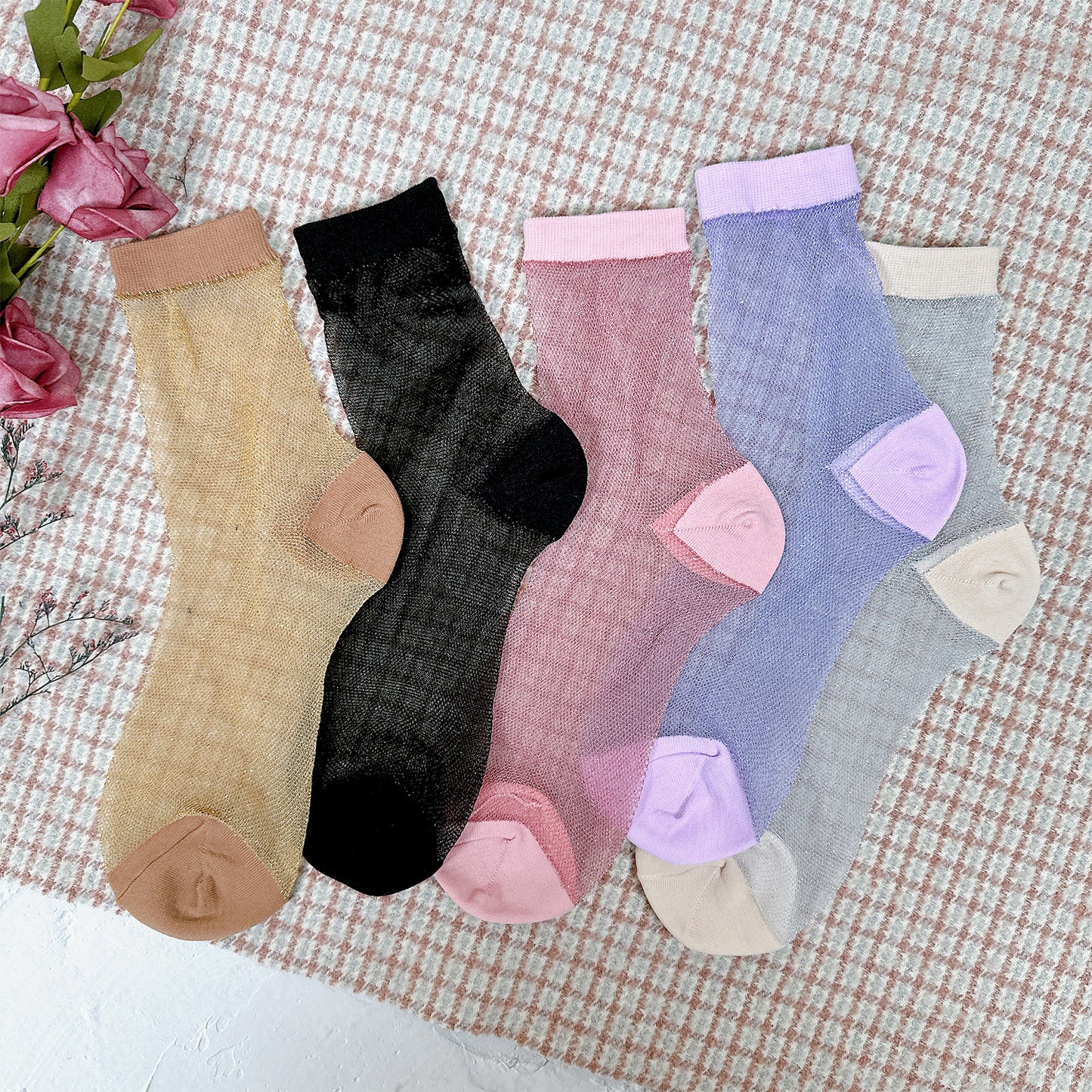 Women's Ankle Sheer Glitter Socks
