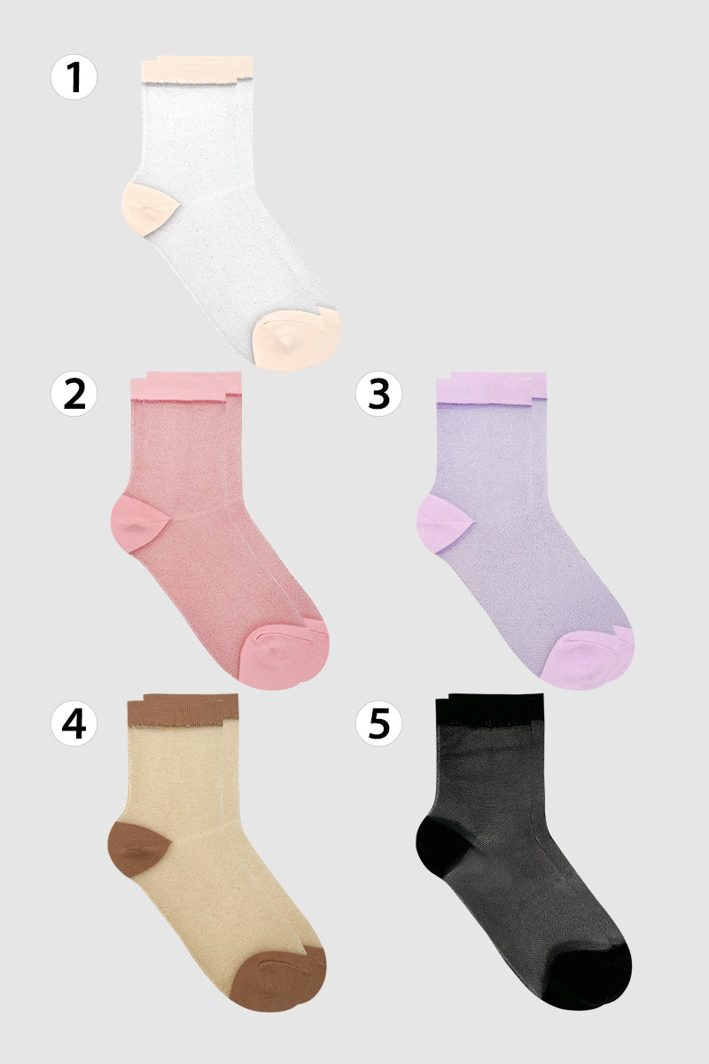 Women's Ankle See-Through Glitter Jacquard Socks