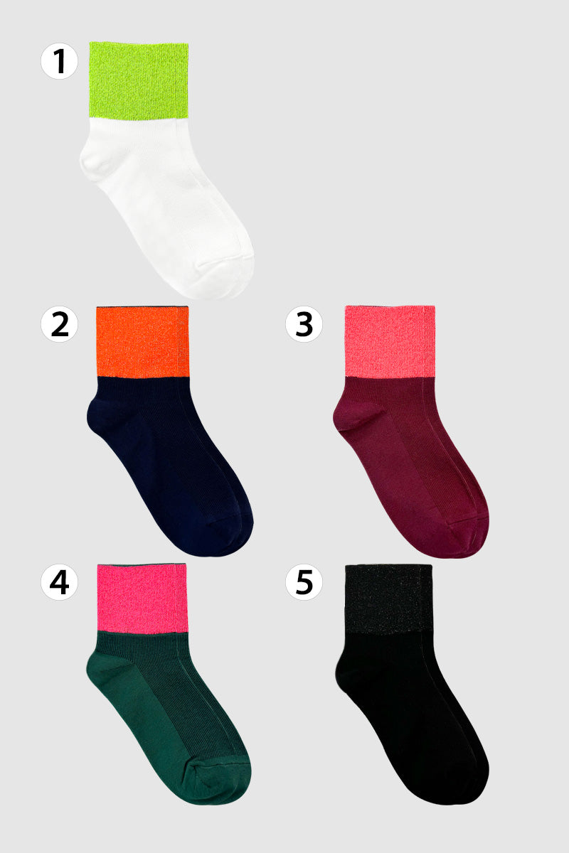 Women's Crew Neon Glitter Point Socks