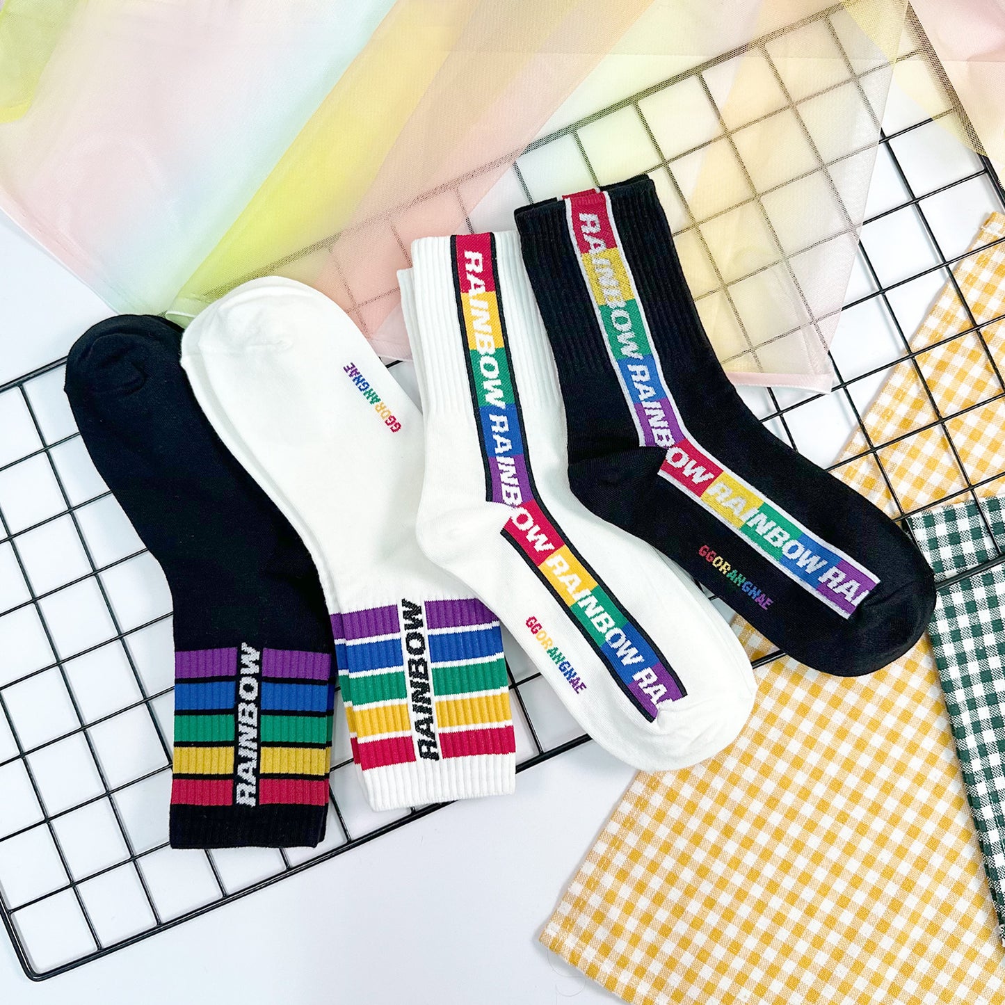 Women's Crew Rainbow Lettering Socks