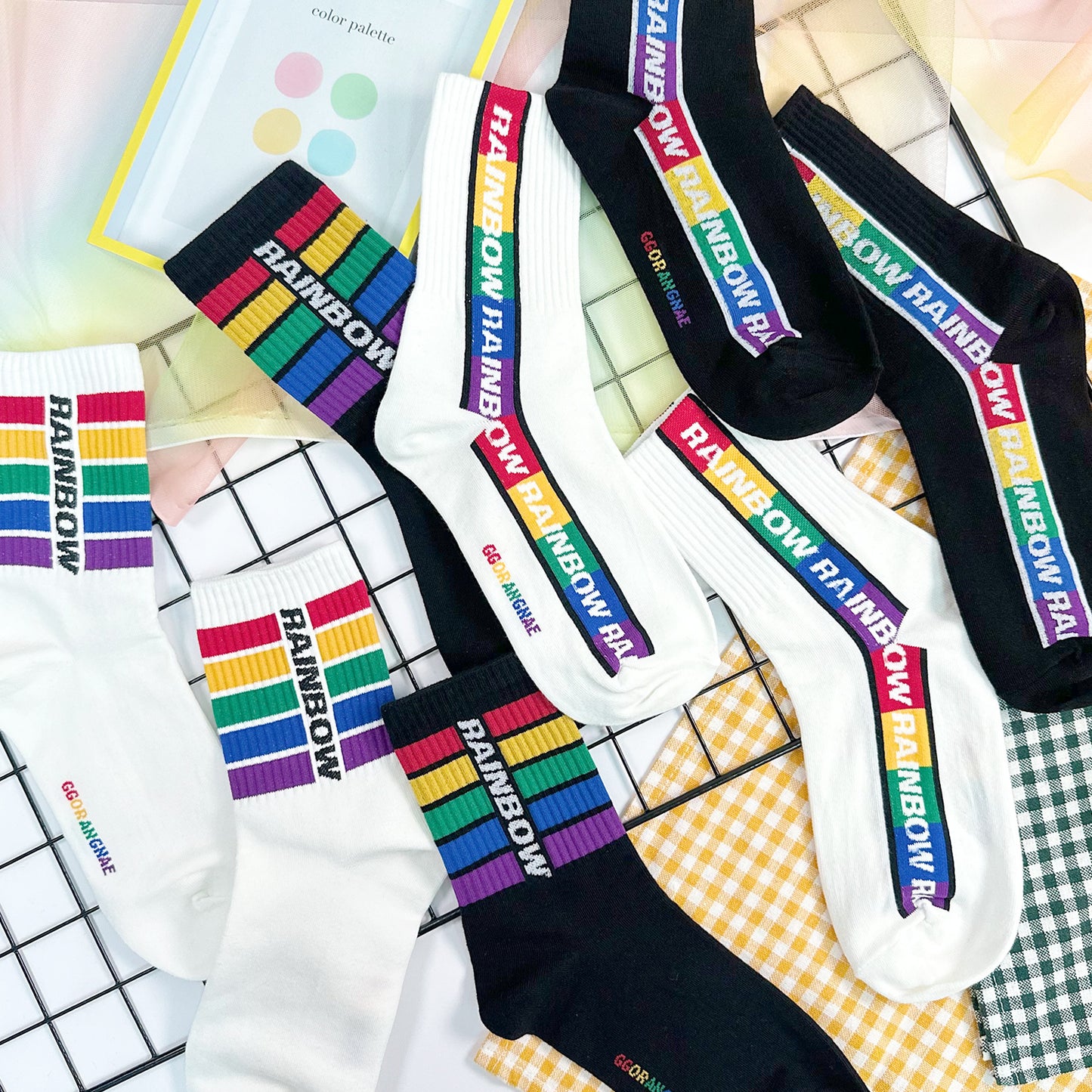 Women's Crew Rainbow Lettering Socks