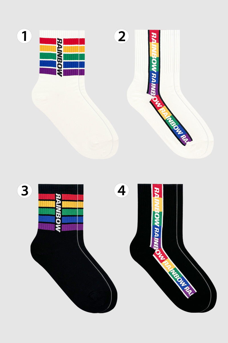 Women's Crew Rainbow Lettering Socks