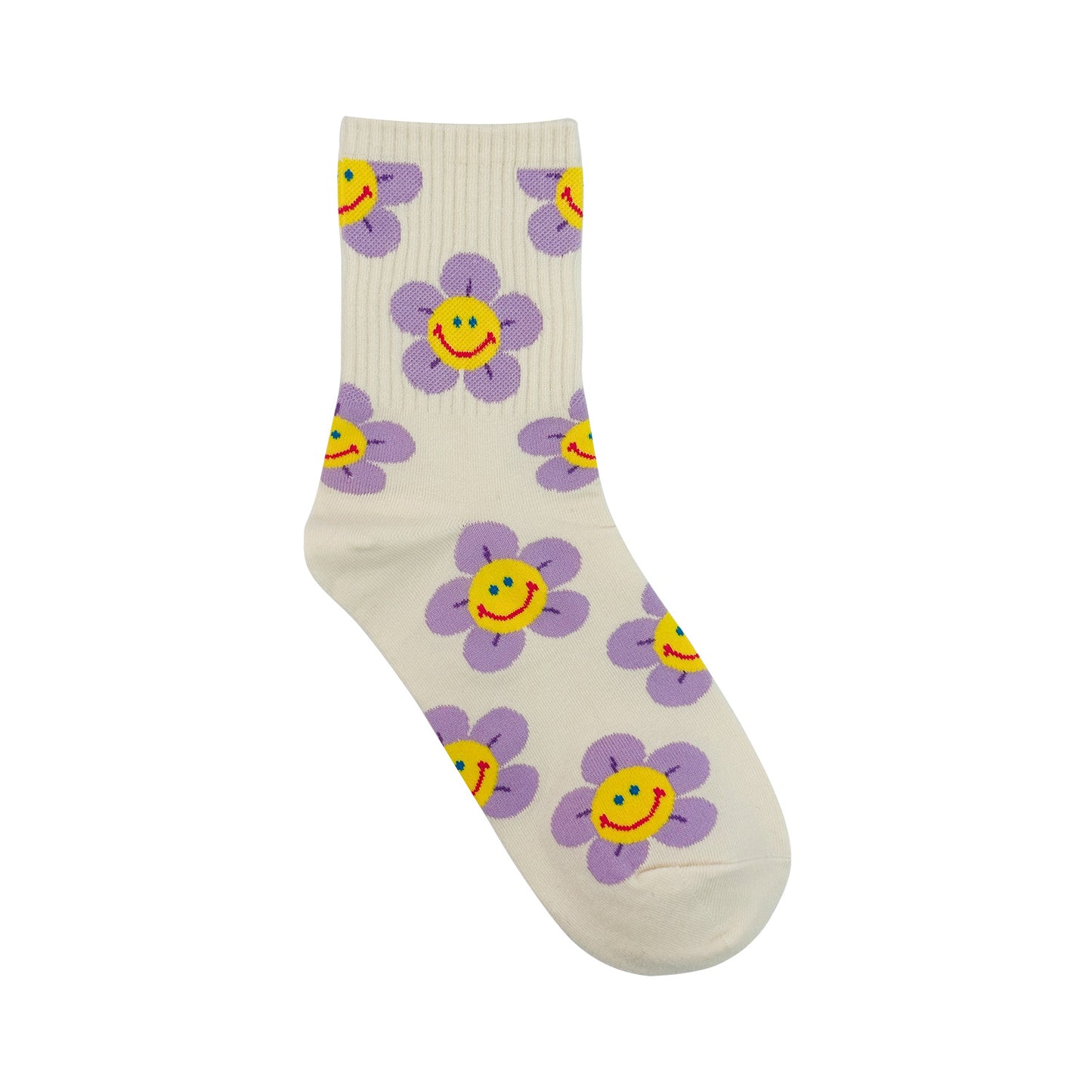 Women's Crew Smile Flower Socks