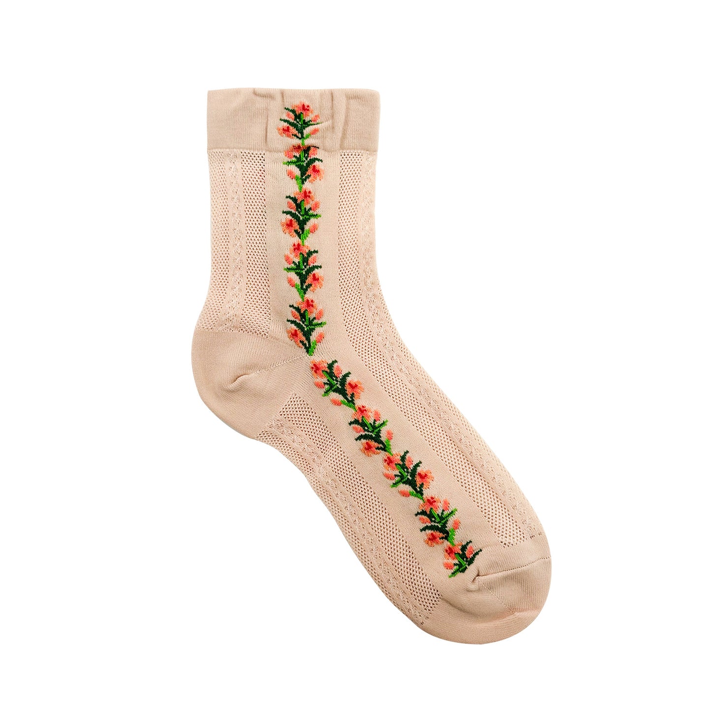 Women's Crew See-Through Flower Twist Line Socks
