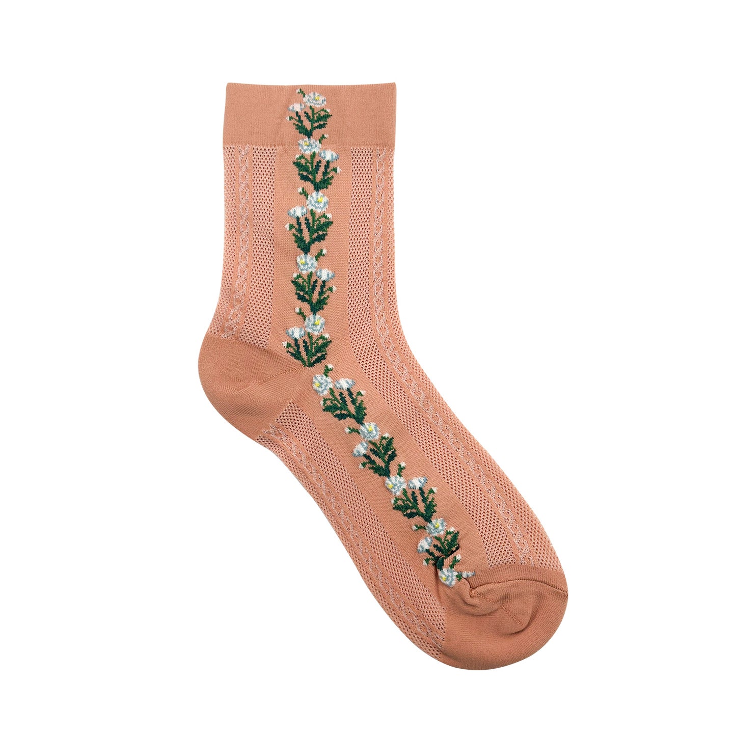 Women's Crew See-Through Flower Twist Line Socks