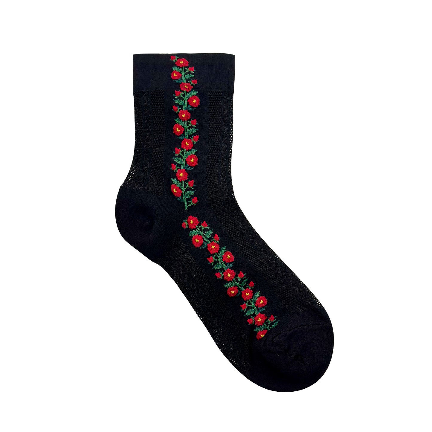 Women's Crew See-Through Flower Twist Line Socks