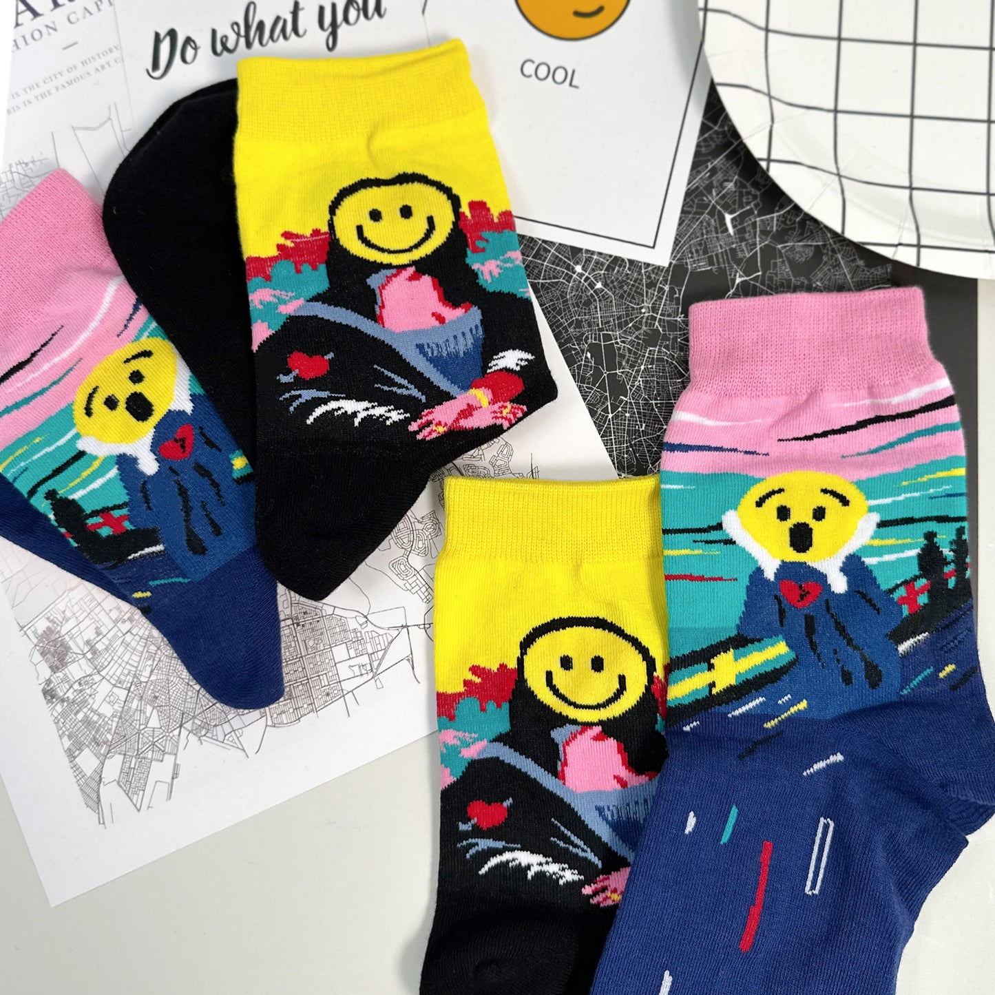 Women's Crew Smile Famous Painting Socks