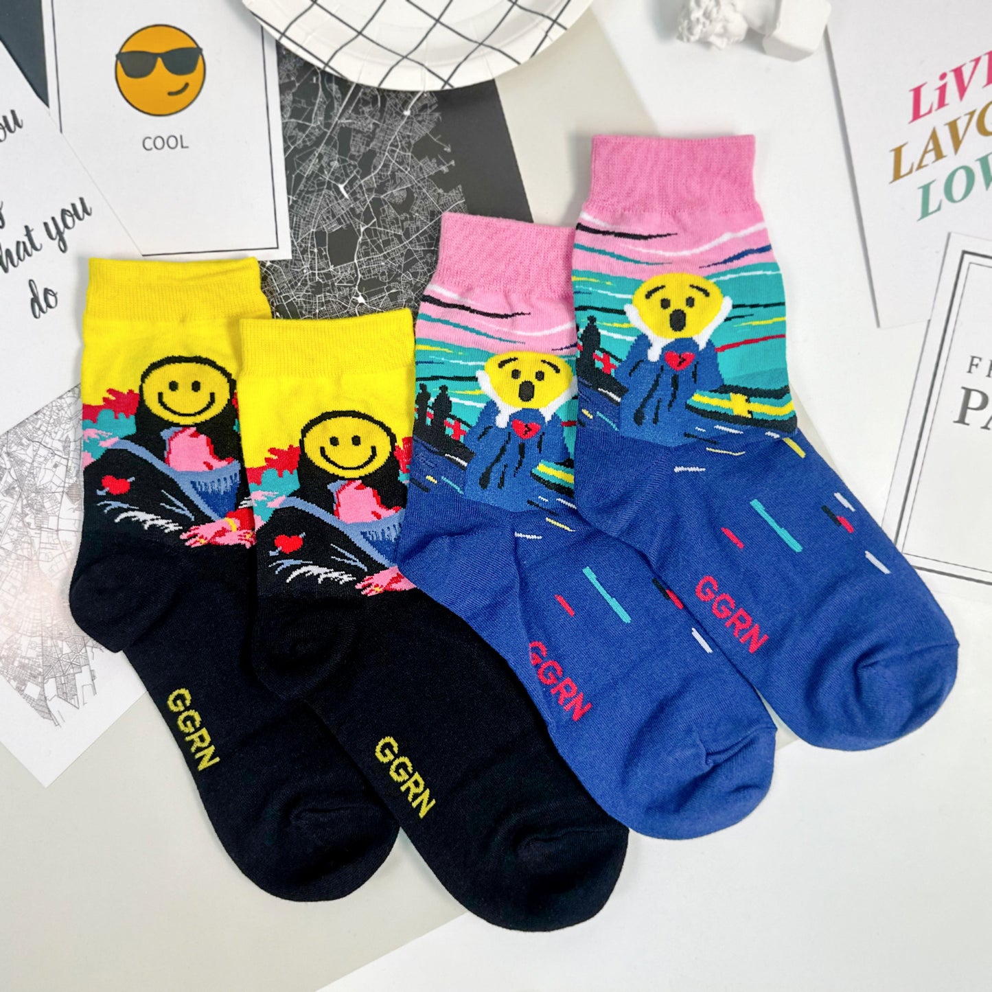 Women's Crew Smile Famous Painting Socks