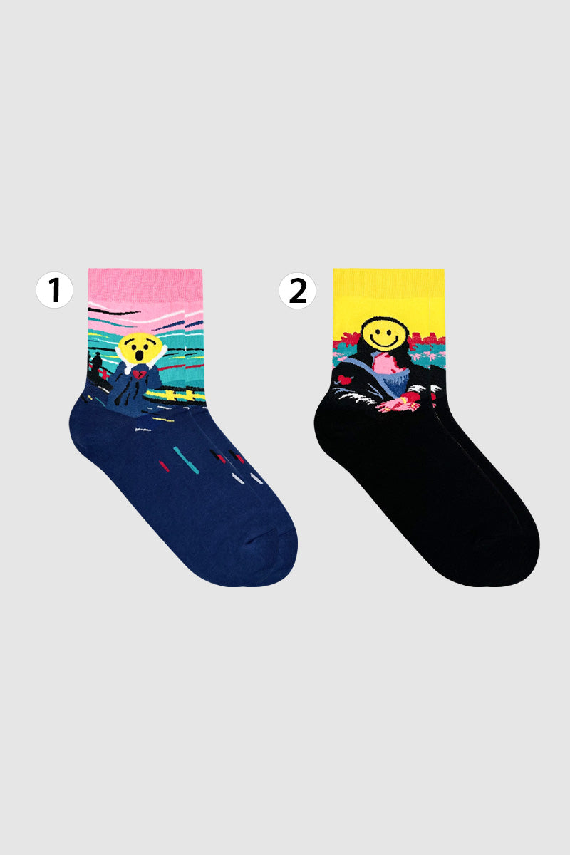 Women's Crew Smile Famous Painting Socks