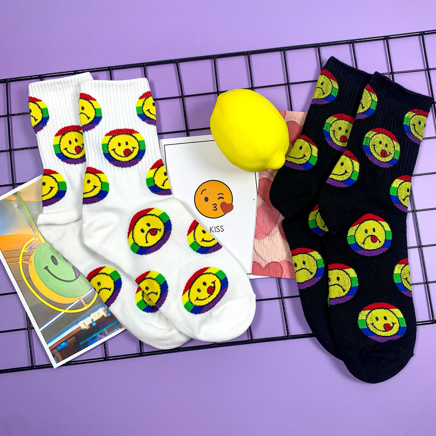 Women's Crew Smile Rainbow Socks