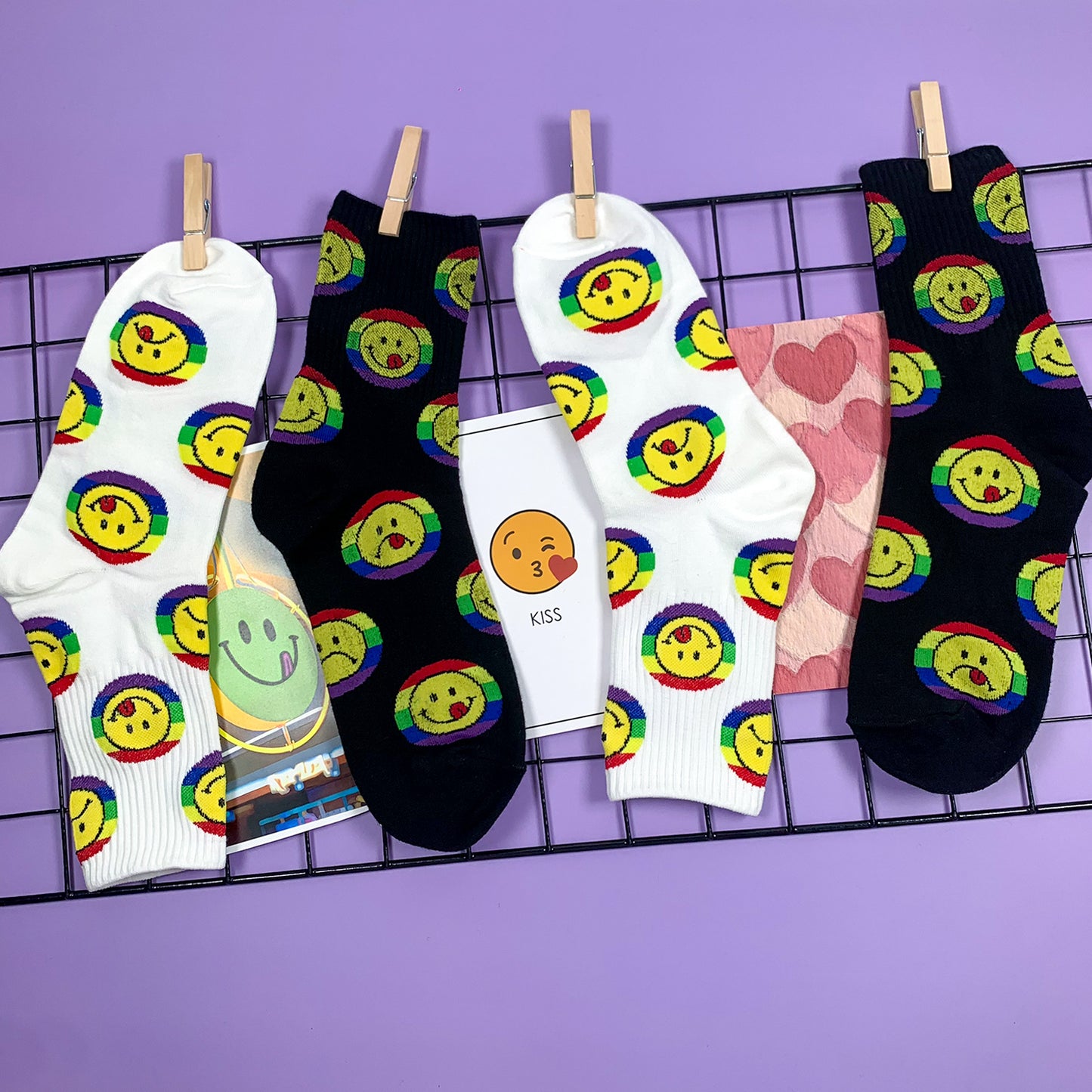 Women's Crew Smile Rainbow Socks