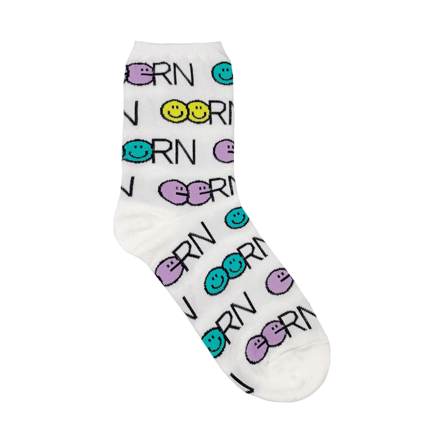 Women's Crew Smile GGRN Pattern Socks