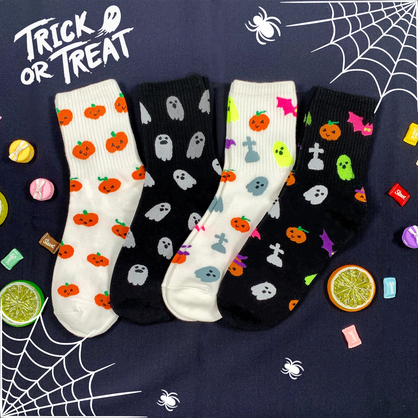 Women's Crew Halloween Emoticon Socks