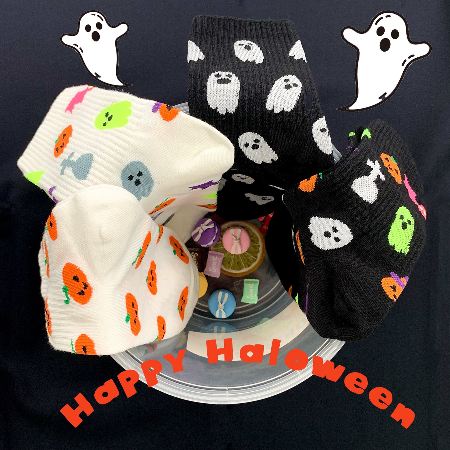 Women's Crew Halloween Emoticon Socks
