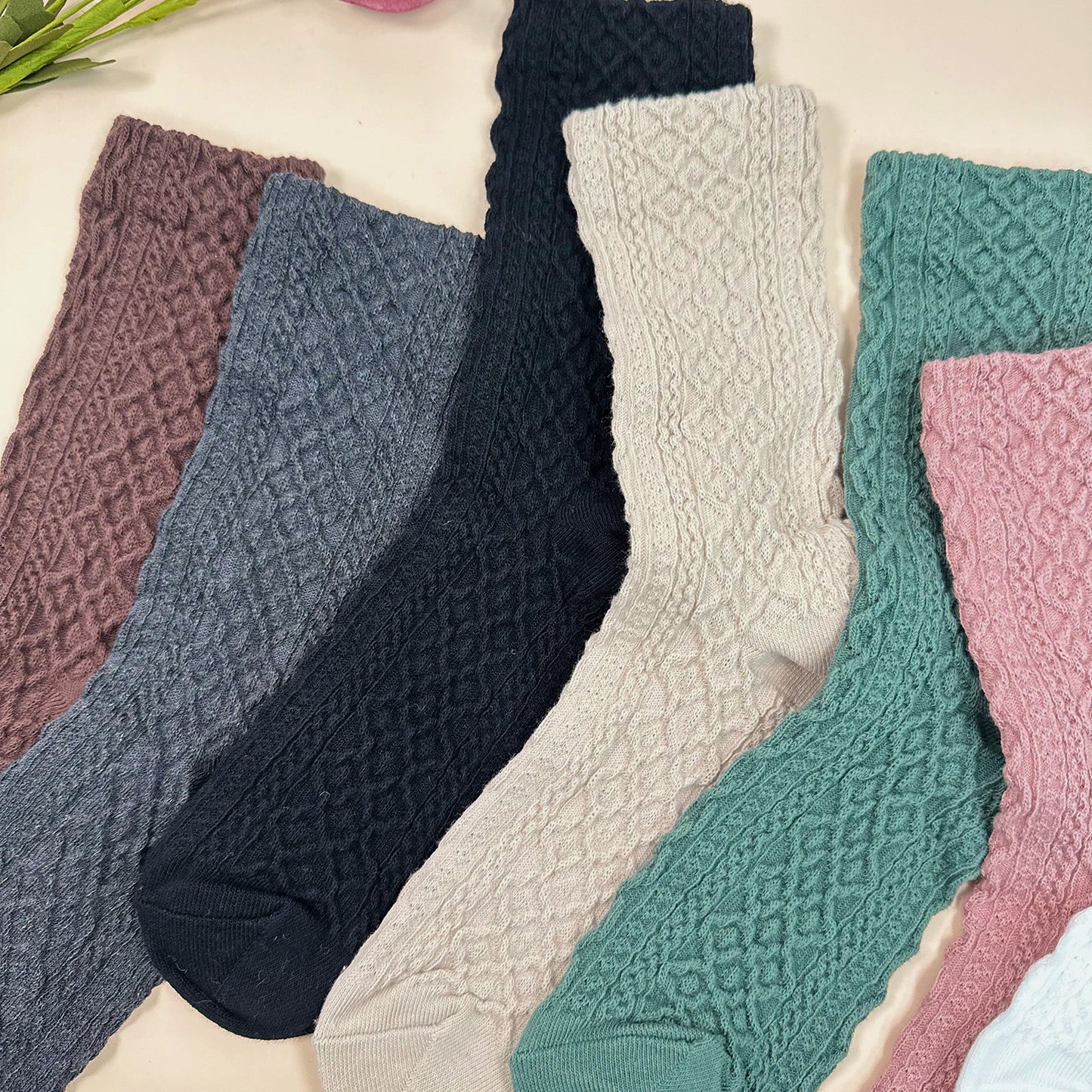 Women's Crew Waffle Twist Socks