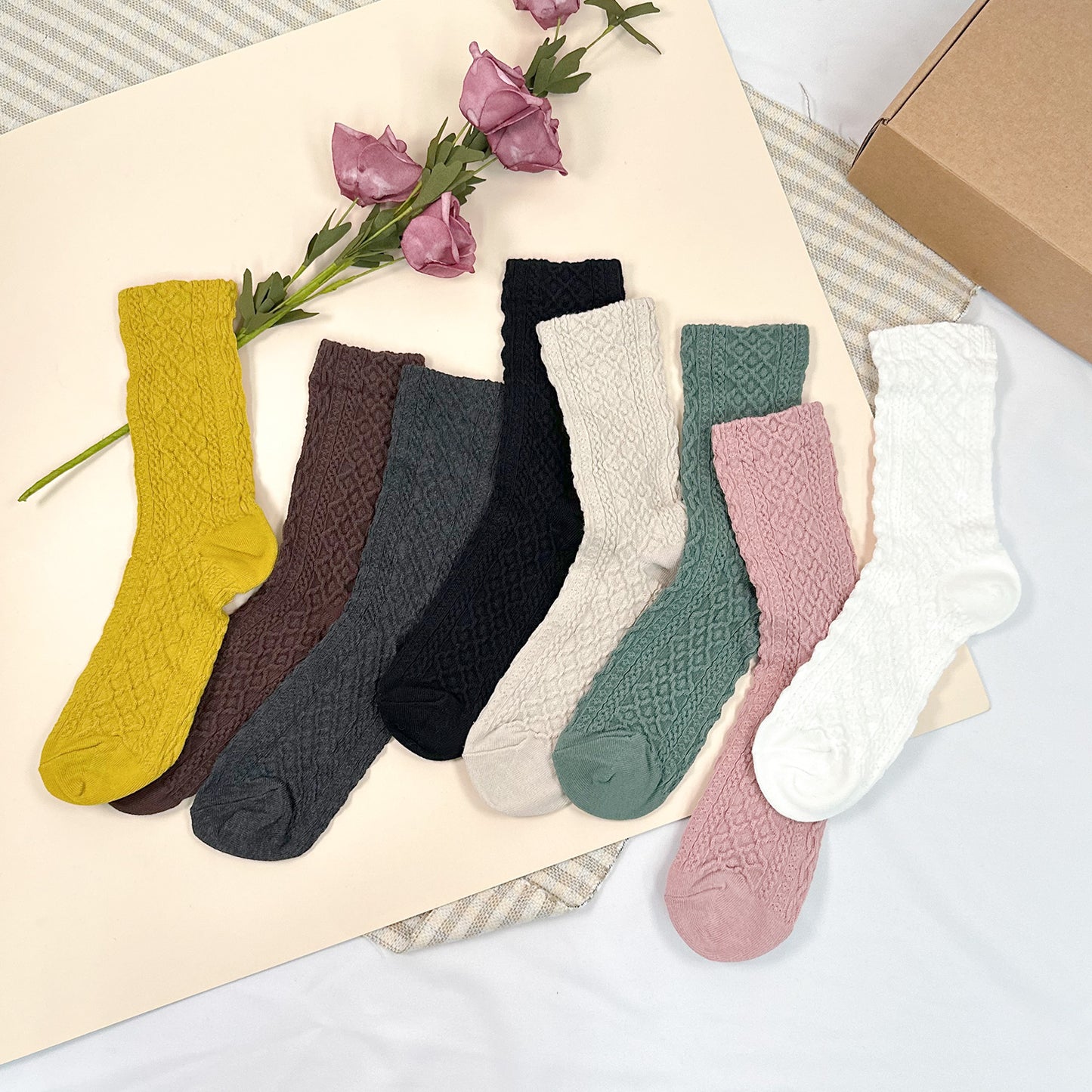 Women's Crew Waffle Twist Socks