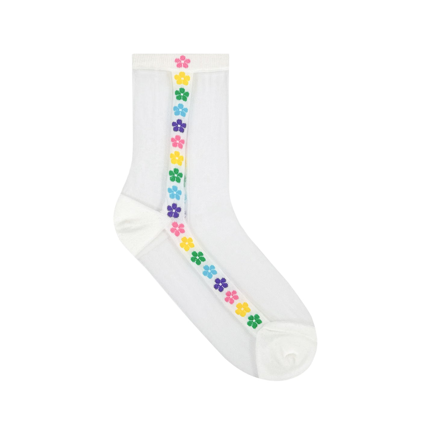 Women's Crew See-Through Rainbow Flower Socks