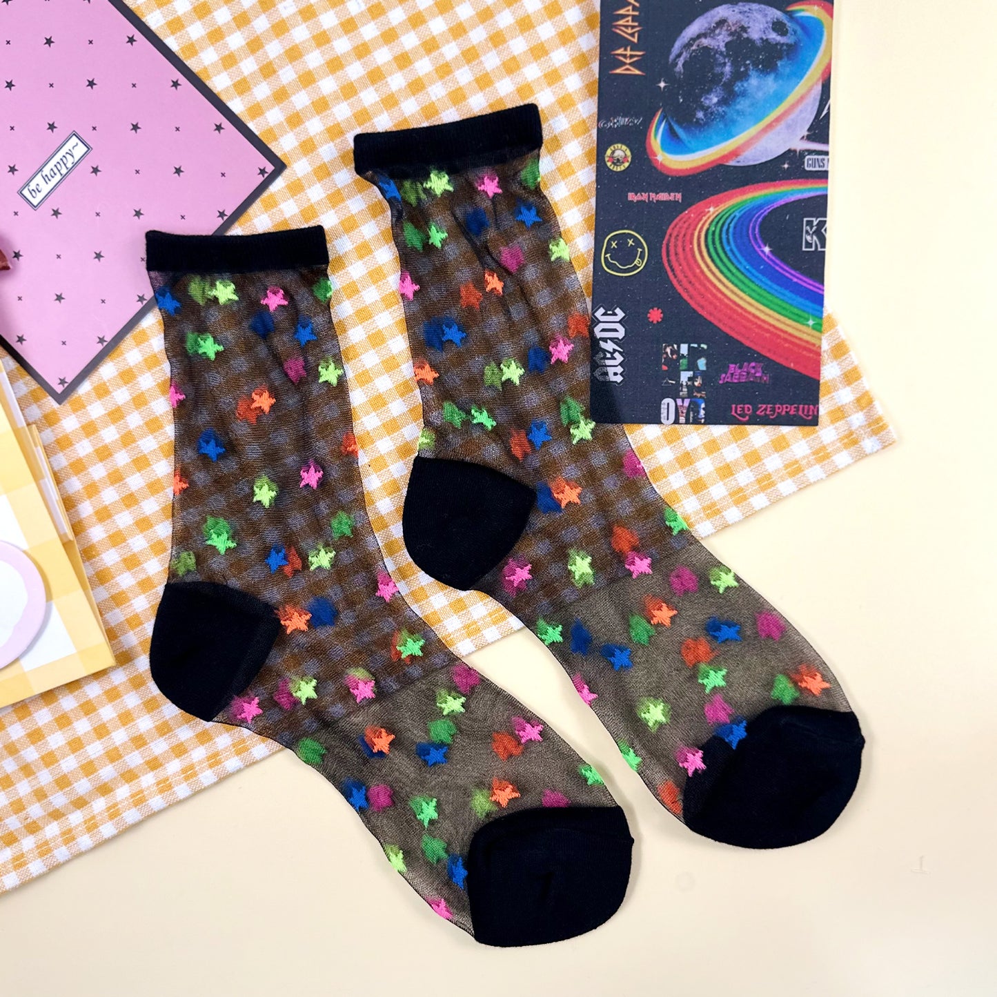 Women's Crew See-Through Star Socks