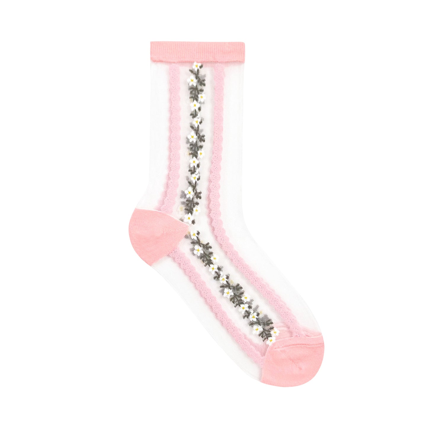 Women's Crew See-Through Lace Flower Socks