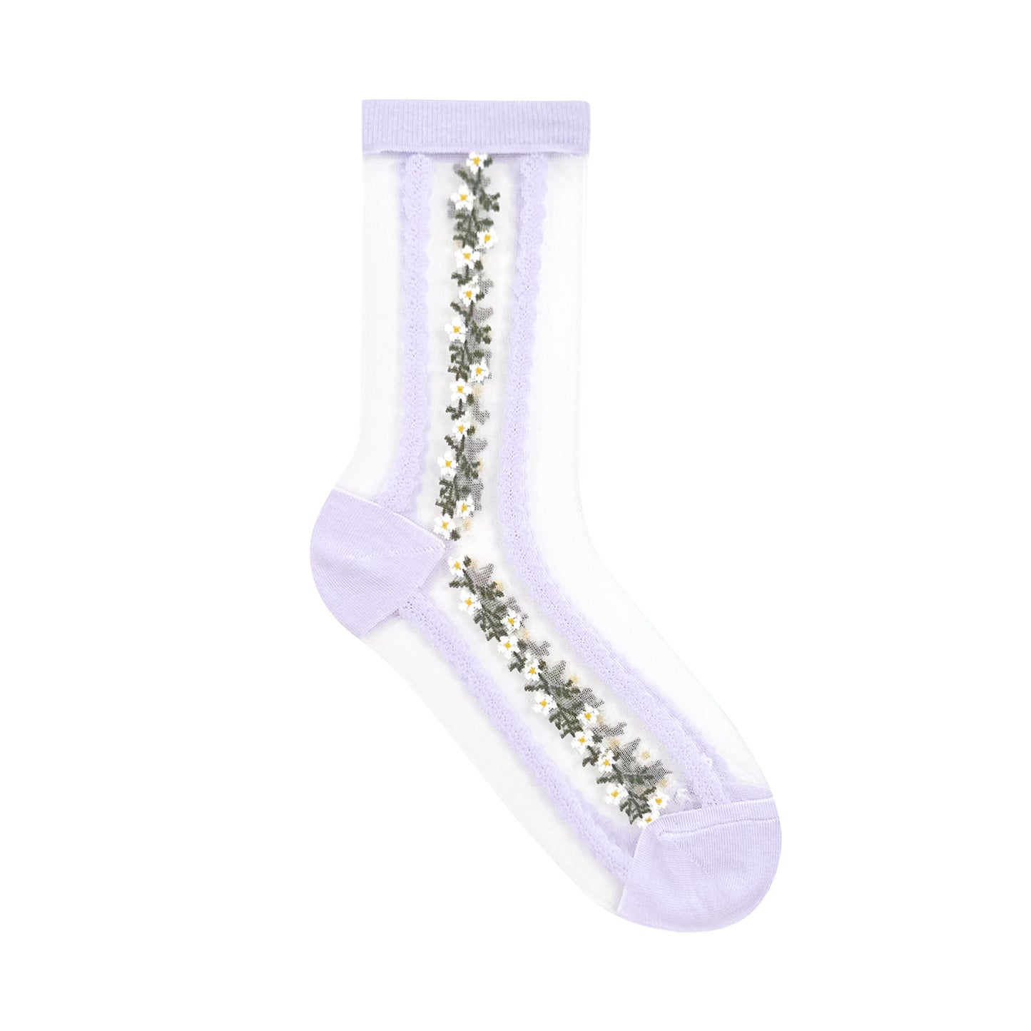 Women's Crew See-Through Lace Flower Socks