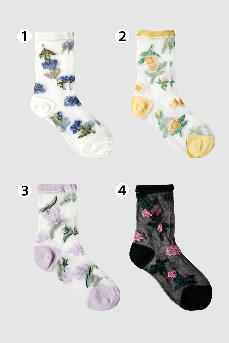 Women's Crew See-Through Secret Forest Socks
