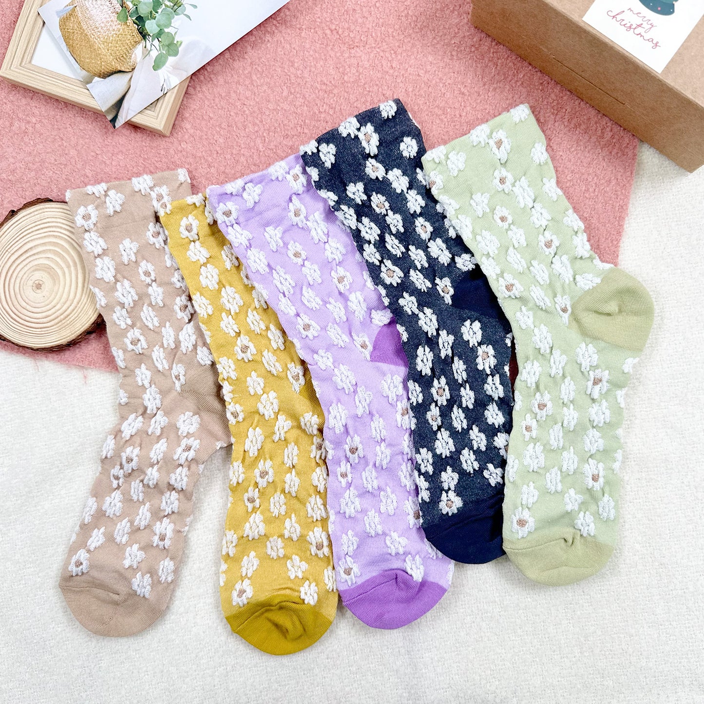 Women's Crew Frill Baby Flower Socks