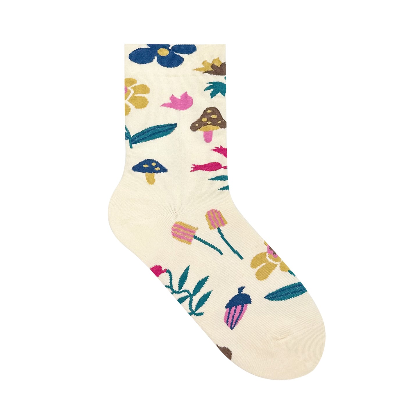 Women's Crew Mushroom Fleur Flower Socks
