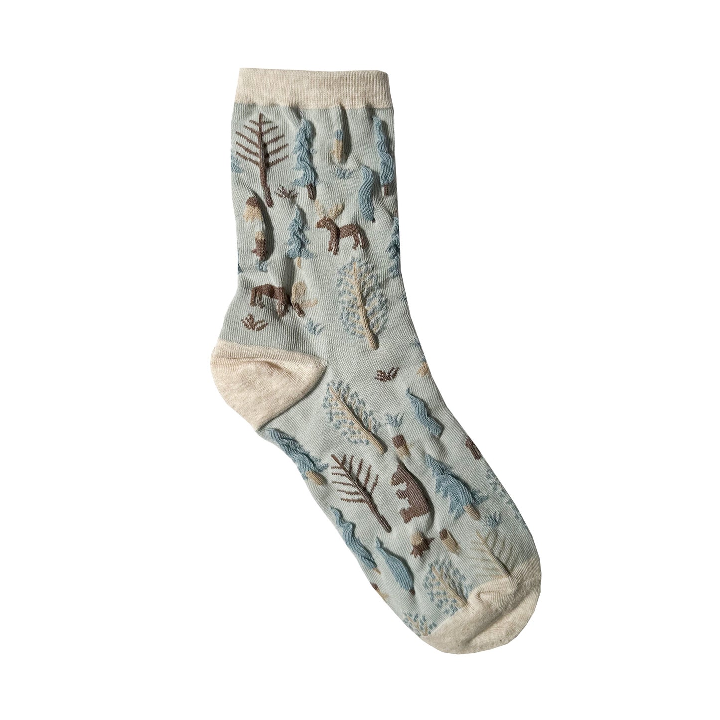 Women's Crew Oulanka Forest Embroidery Pattern Socks