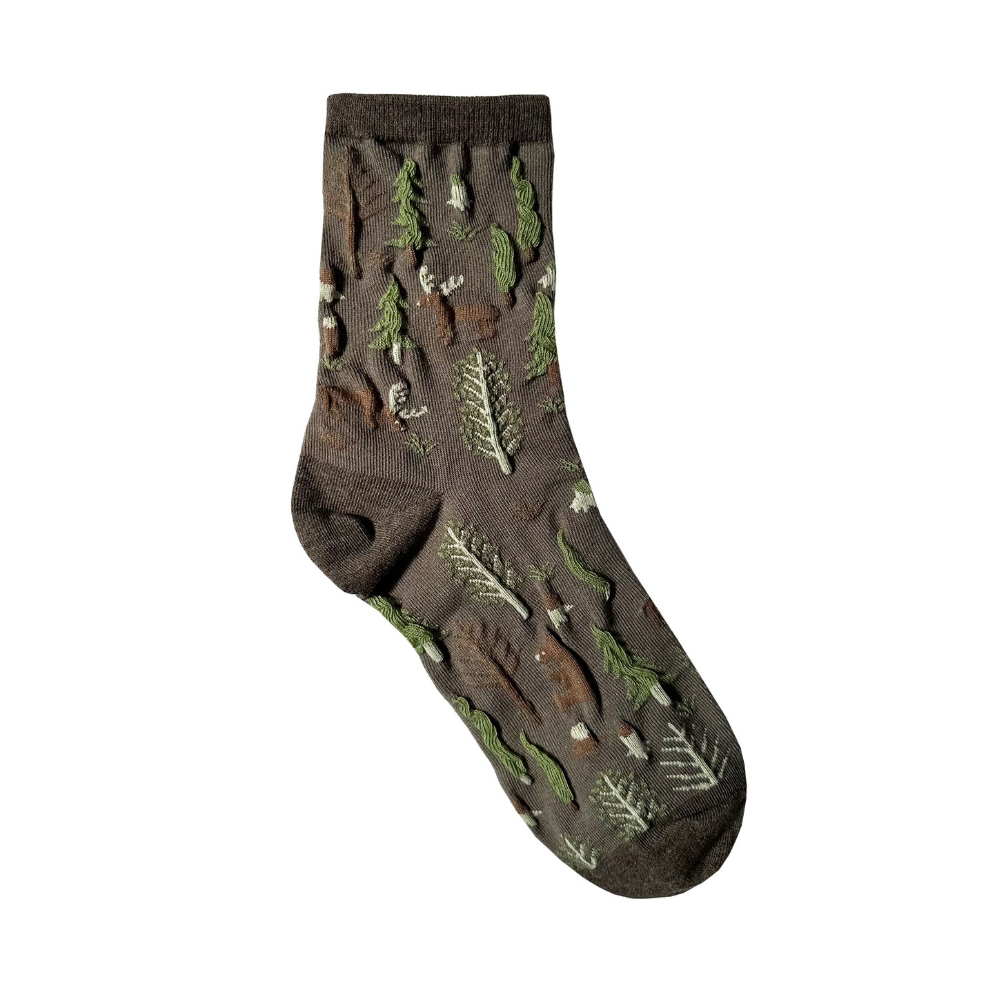 Women's Crew Oulanka Forest Embroidery Pattern Socks