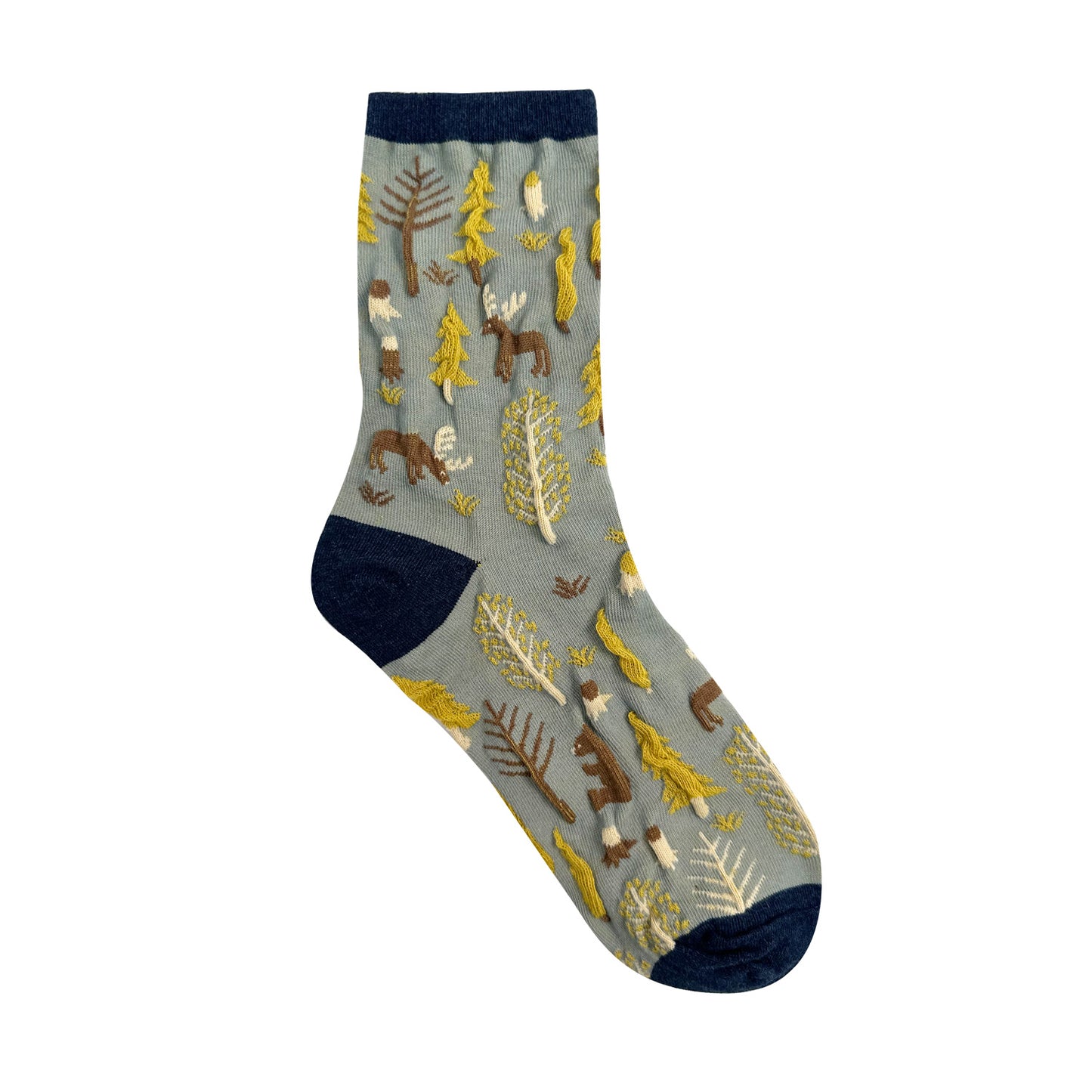 Women's Crew Oulanka Forest Embroidery Pattern Socks